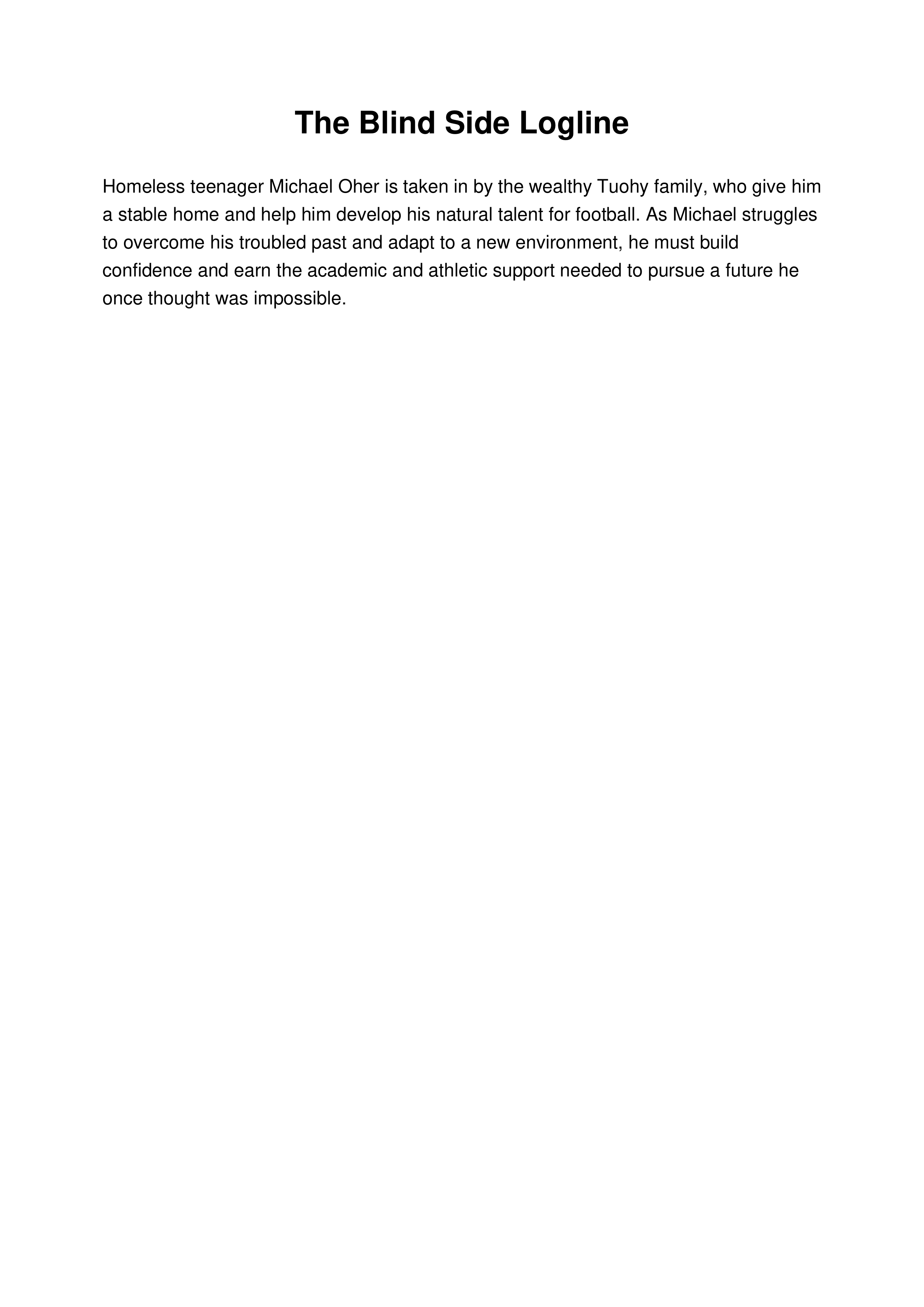The Blind Side Logline — page 1