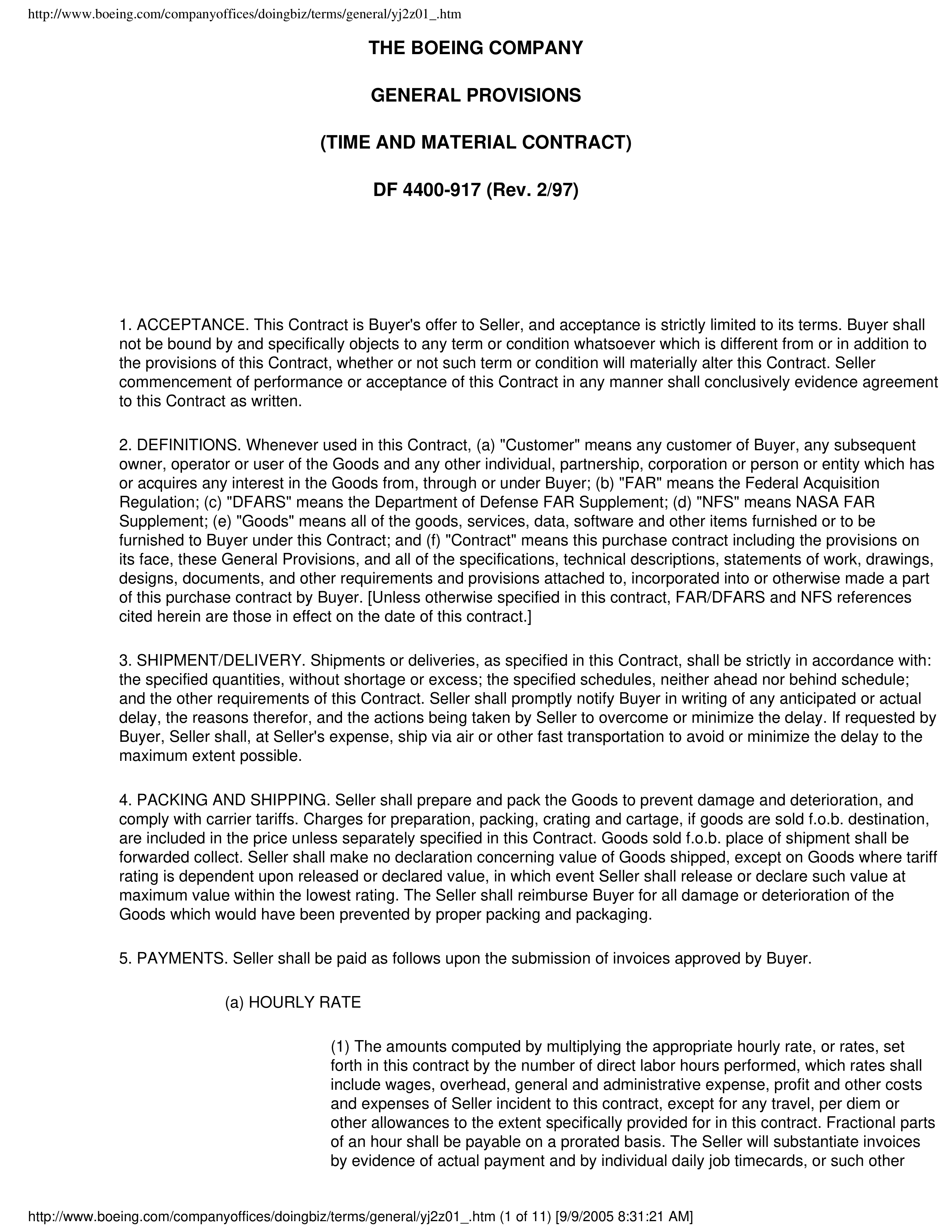 The Boeing Company General Provisions — page 1