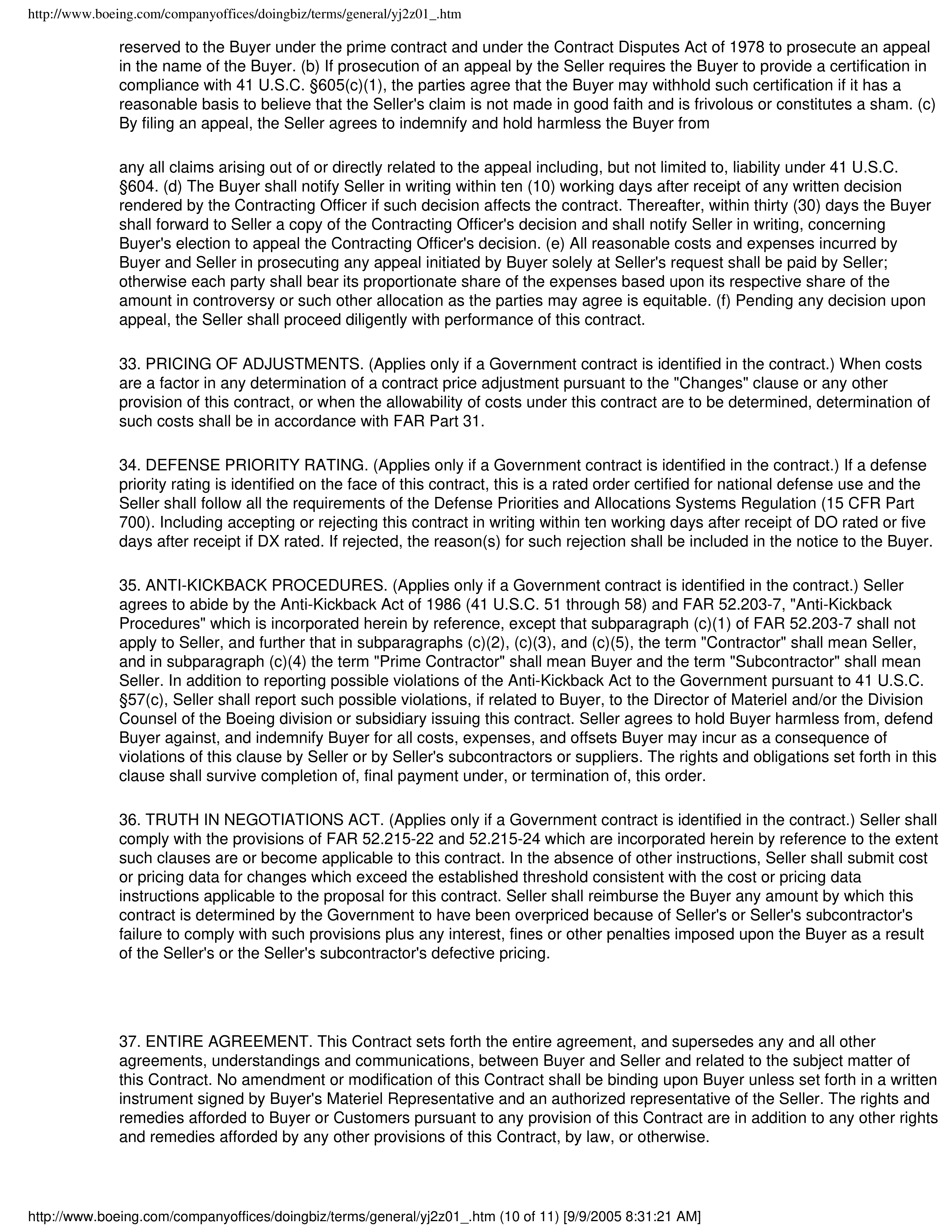The Boeing Company General Provisions — page 10