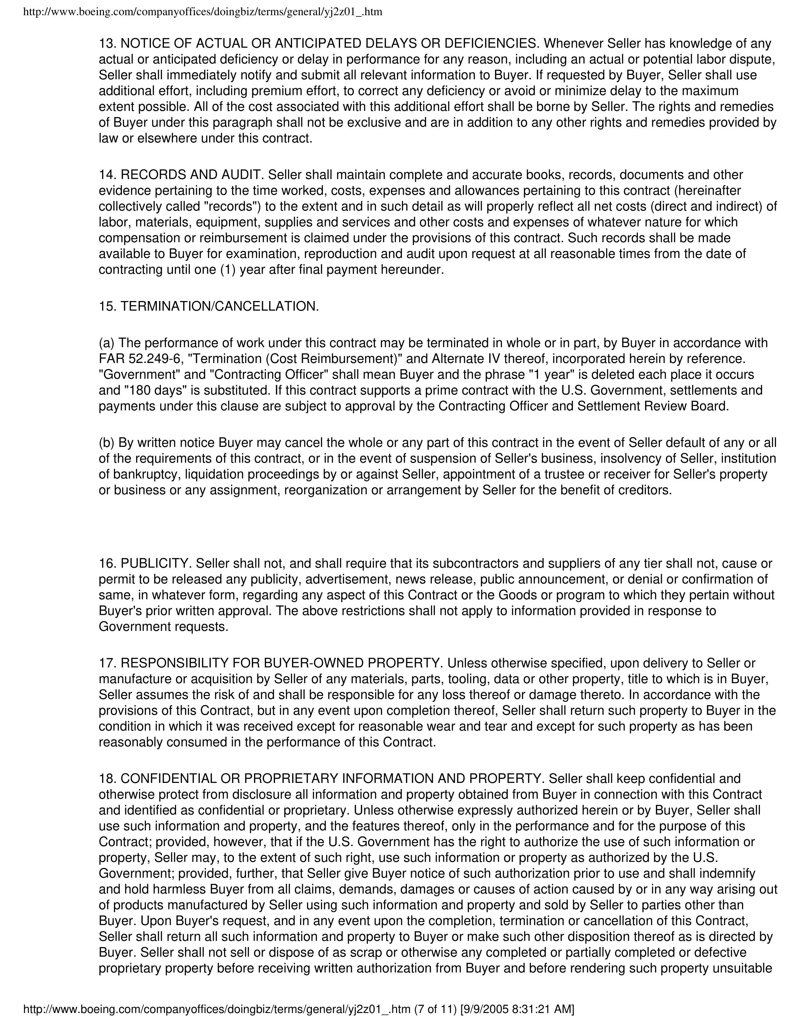 The Boeing Company General Provisions — page 7