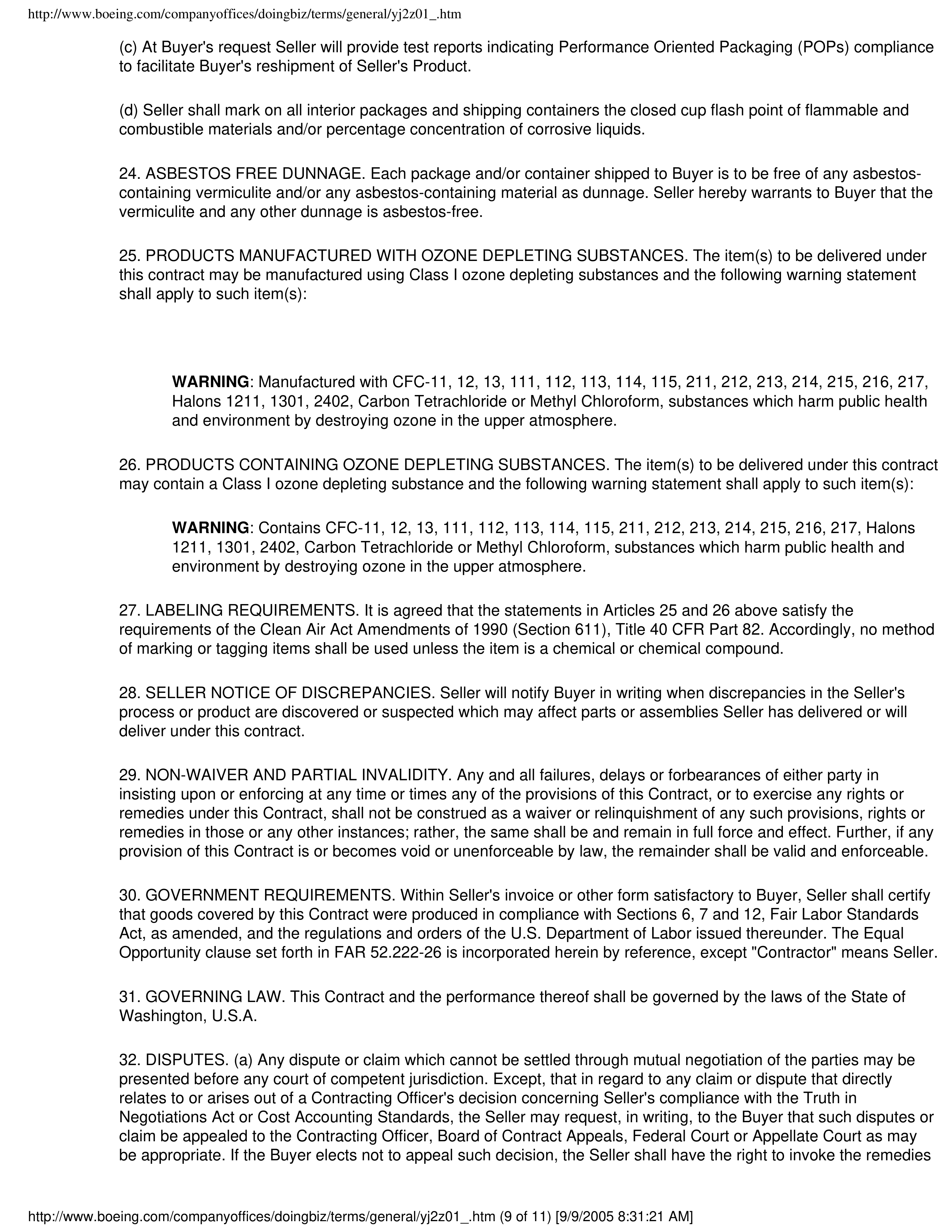 The Boeing Company General Provisions — page 9