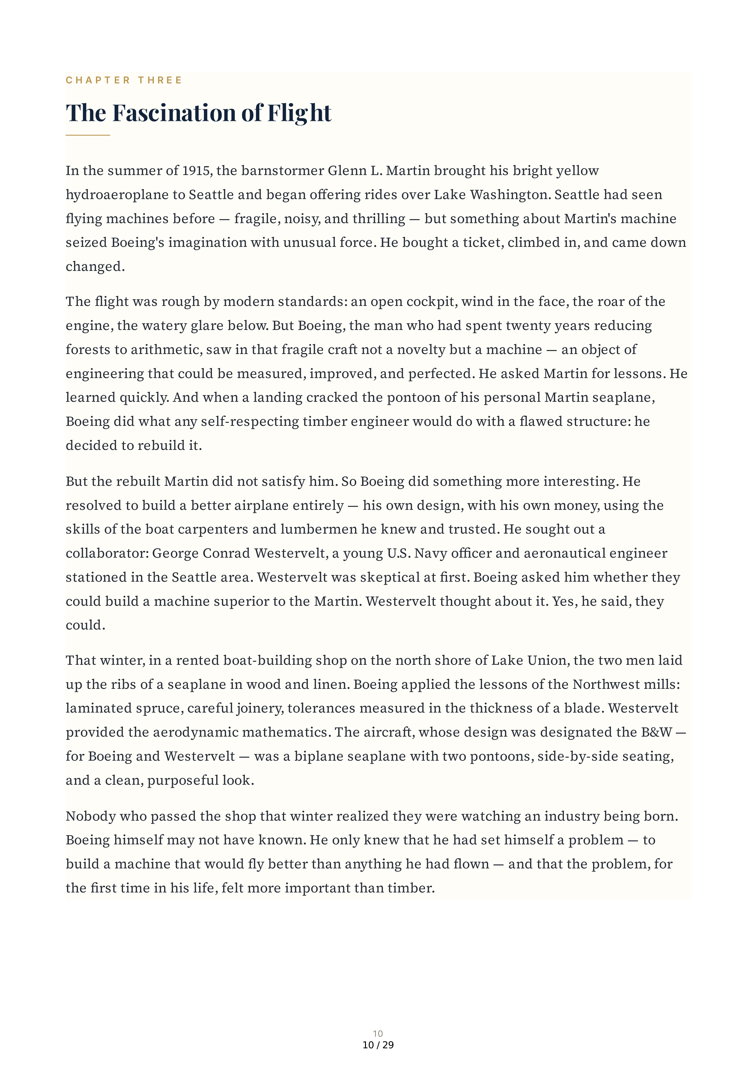 The Boeing Company The William E. Boeing Story A Gift of Flight Biography — page 10