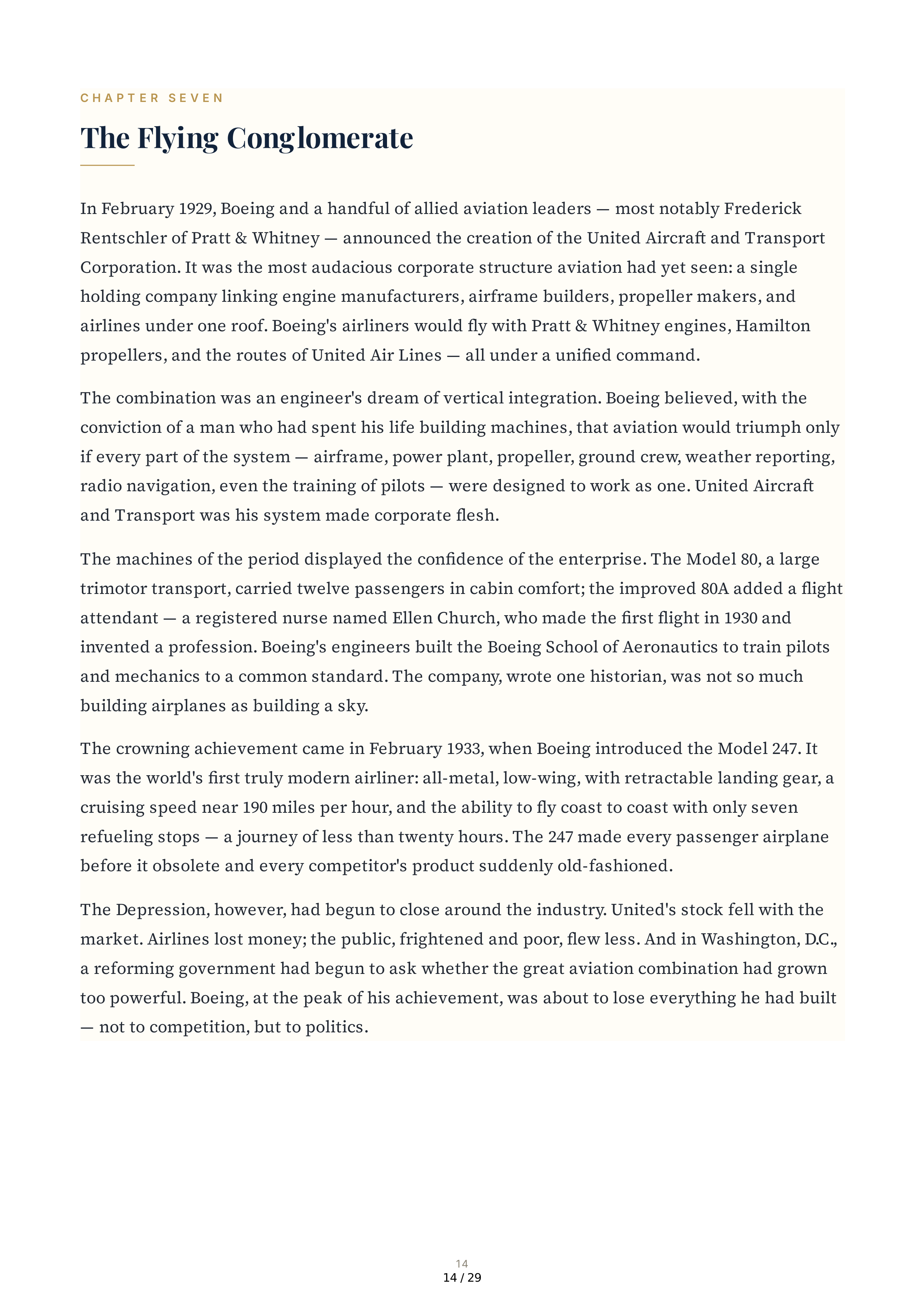 The Boeing Company The William E. Boeing Story A Gift of Flight Biography — page 14
