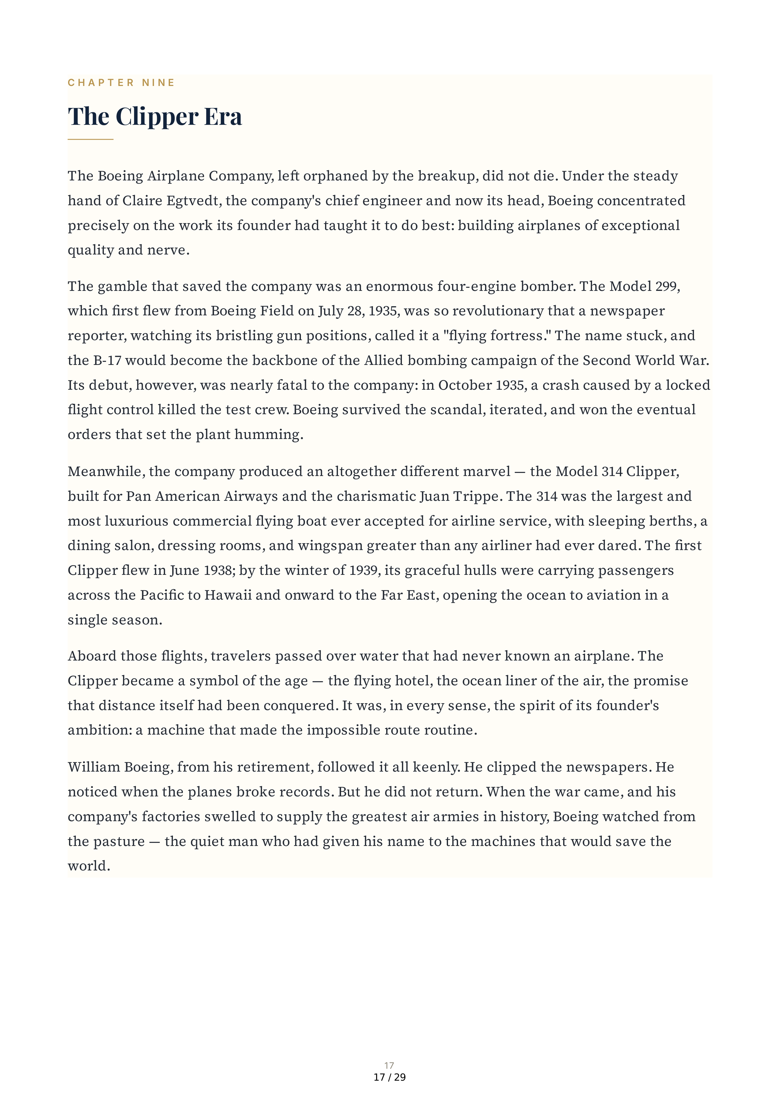The Boeing Company The William E. Boeing Story A Gift of Flight Biography — page 17