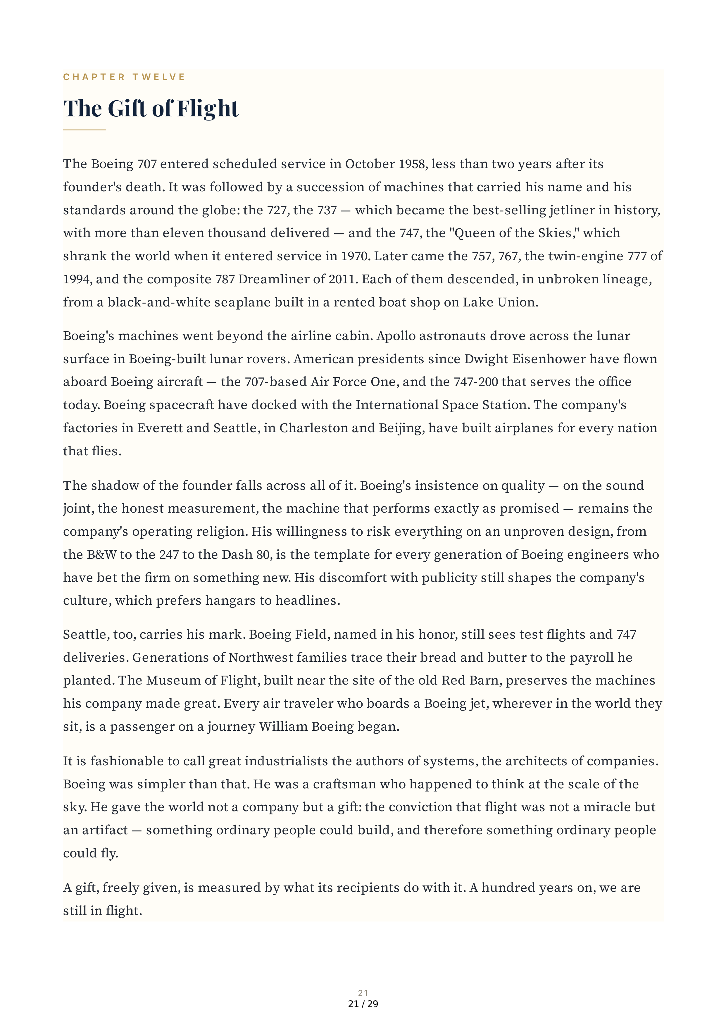 The Boeing Company The William E. Boeing Story A Gift of Flight Biography — page 21