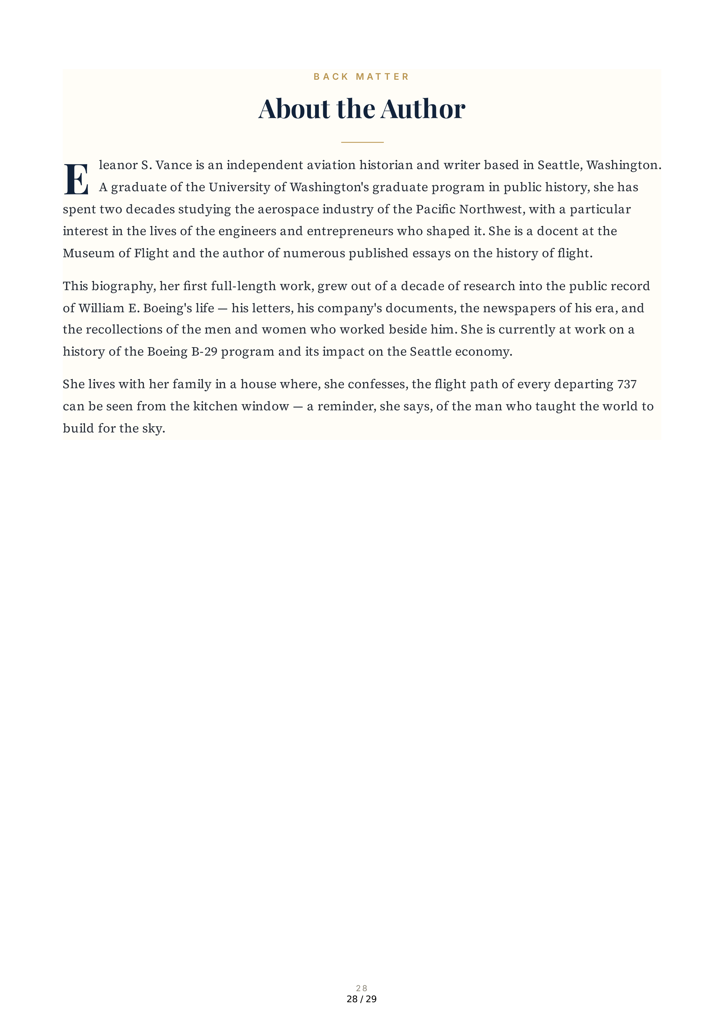 The Boeing Company The William E. Boeing Story A Gift of Flight Biography — page 28