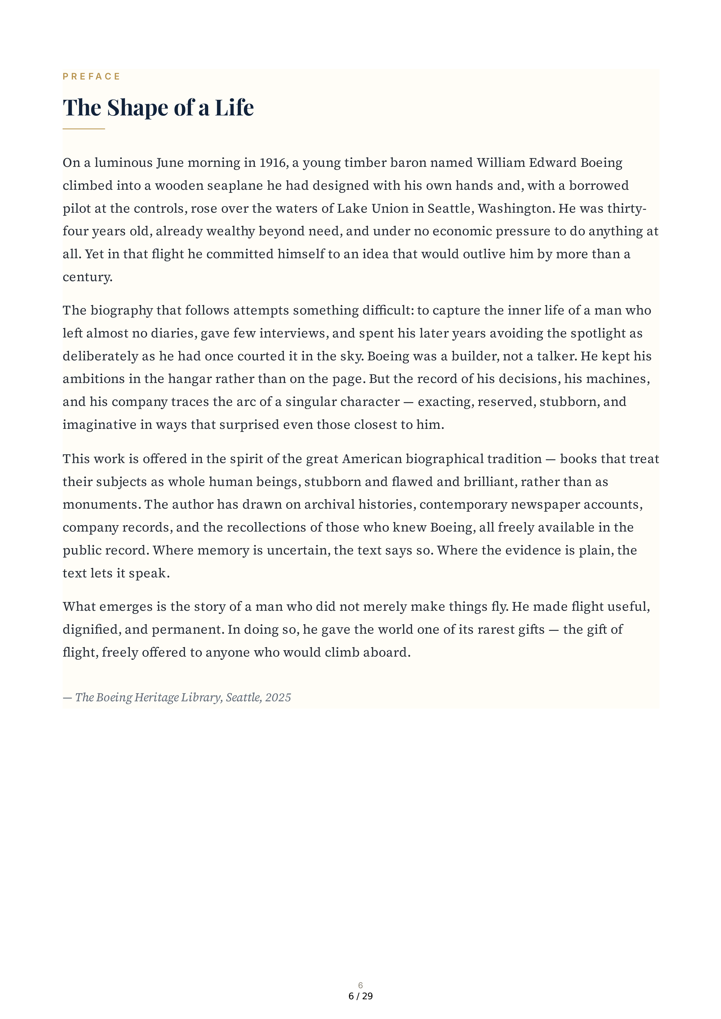 The Boeing Company The William E. Boeing Story A Gift of Flight Biography — page 6