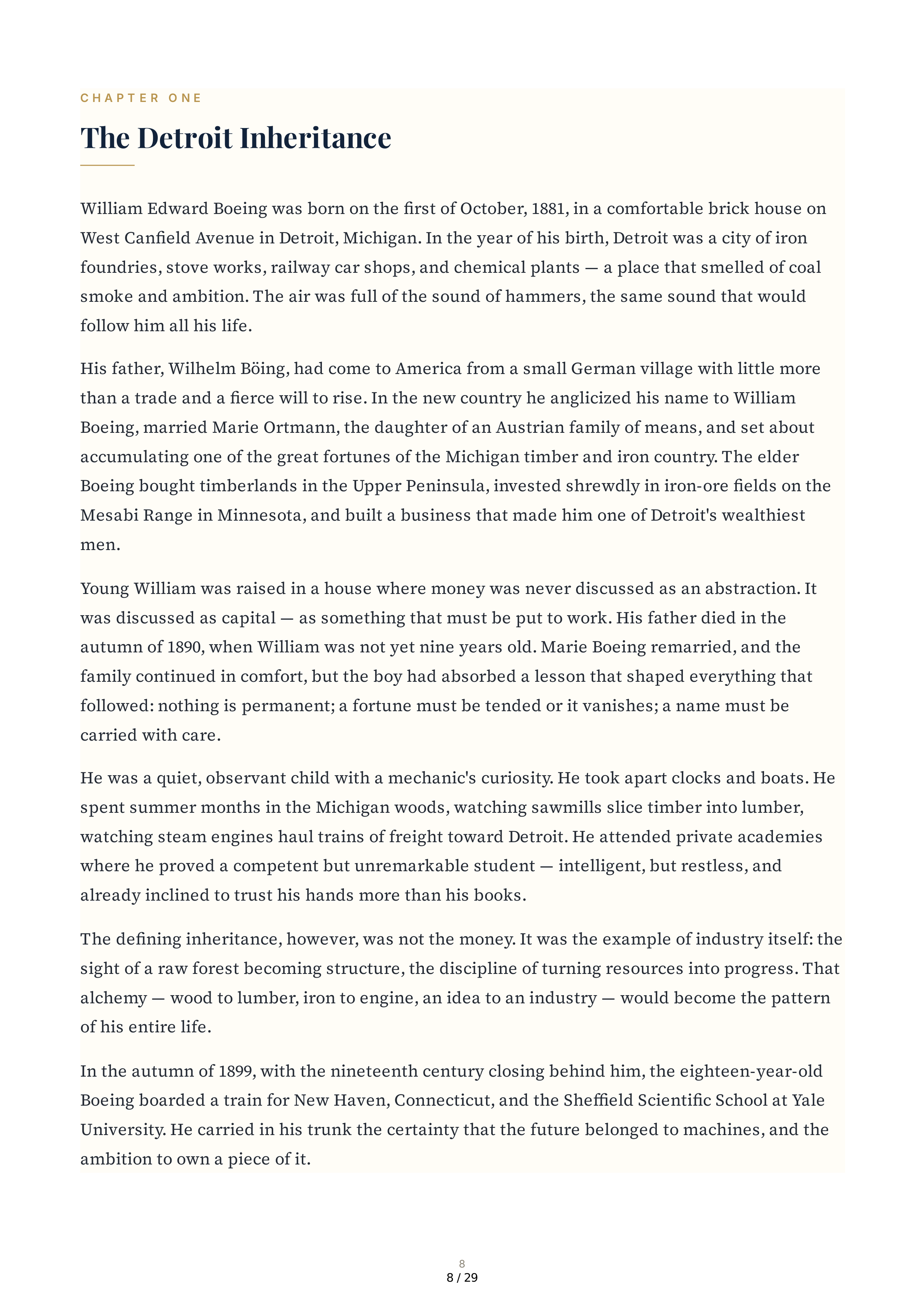 The Boeing Company The William E. Boeing Story A Gift of Flight Biography — page 8