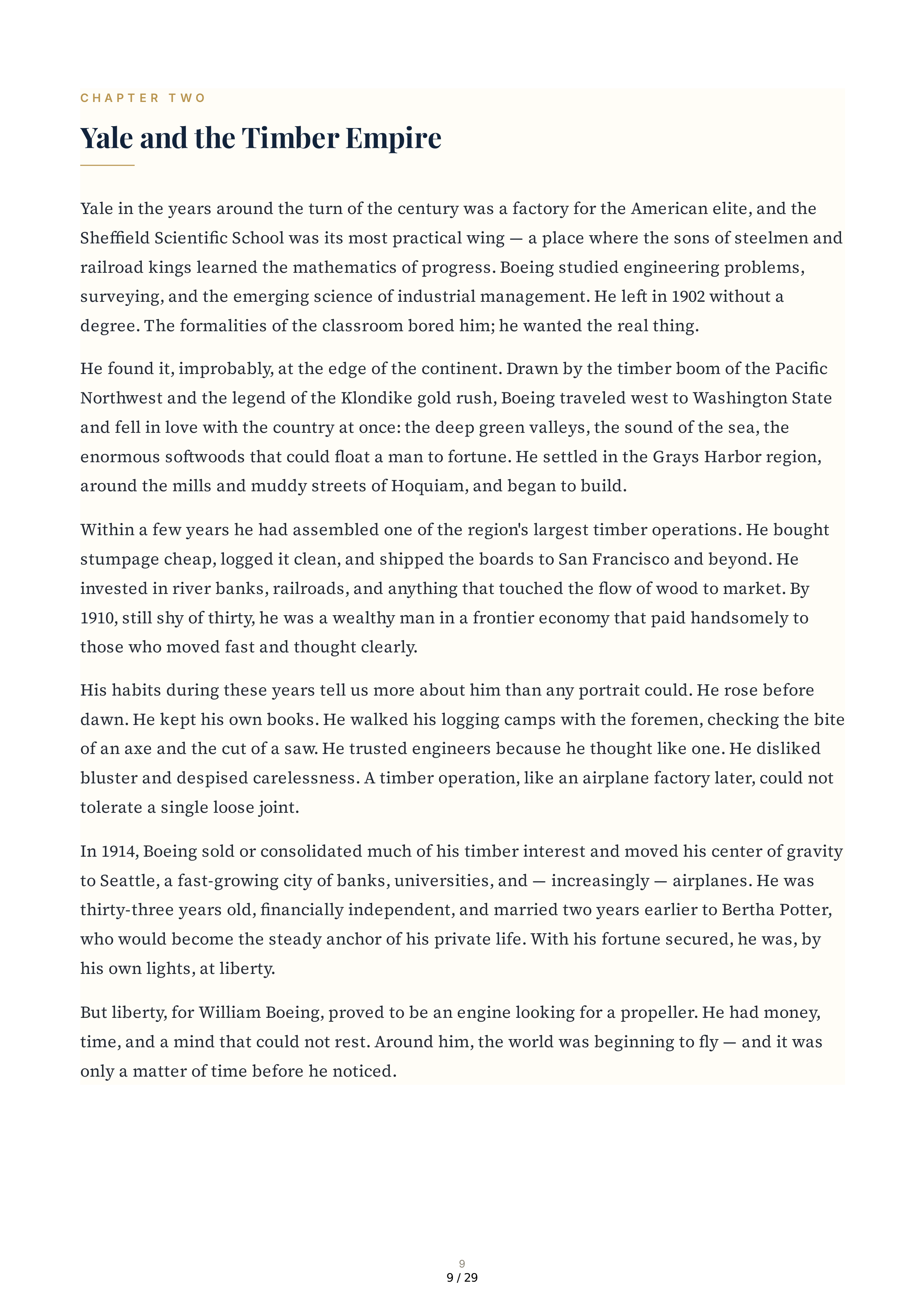 The Boeing Company The William E. Boeing Story A Gift of Flight Biography — page 9