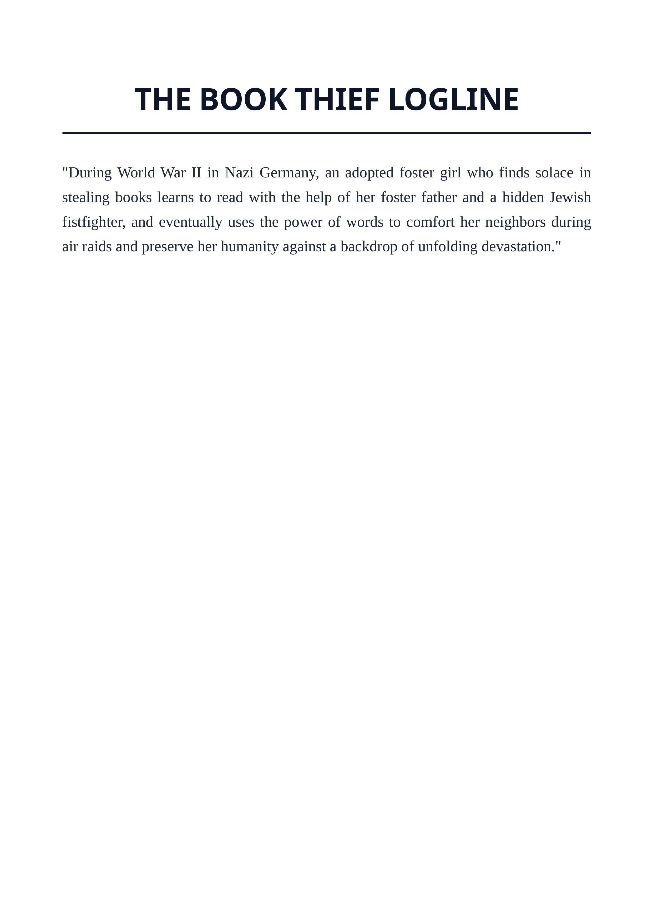 The Book Thief Logline — page 1