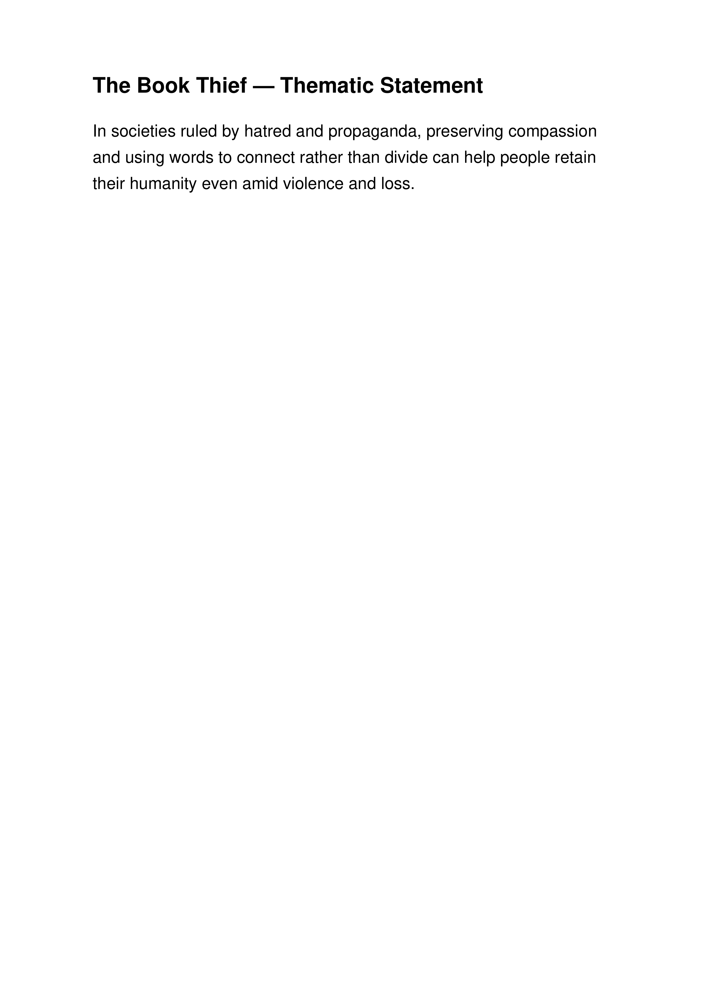 The Book Thief Thematic Statement — page 1