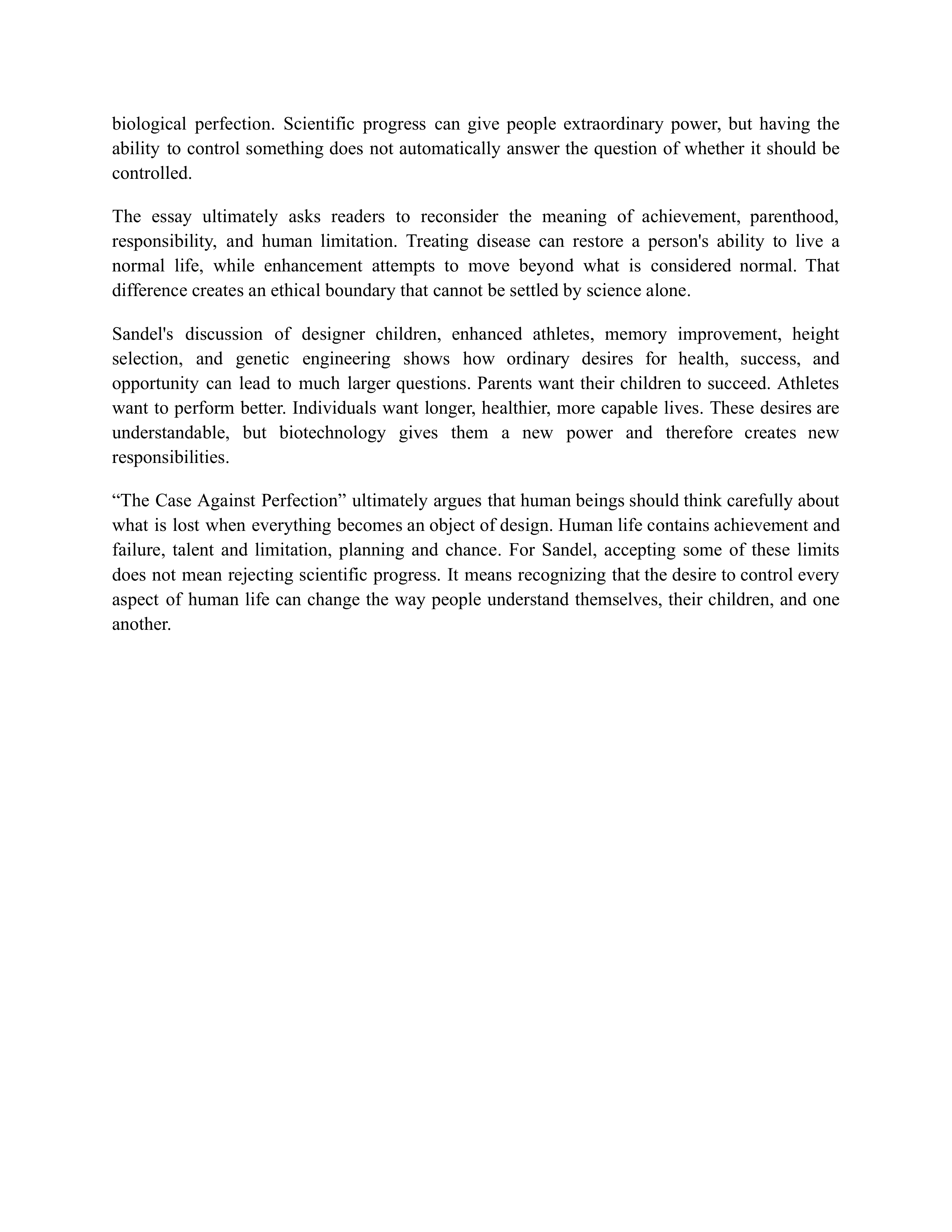 The Case Against Perfection Essay — page 4