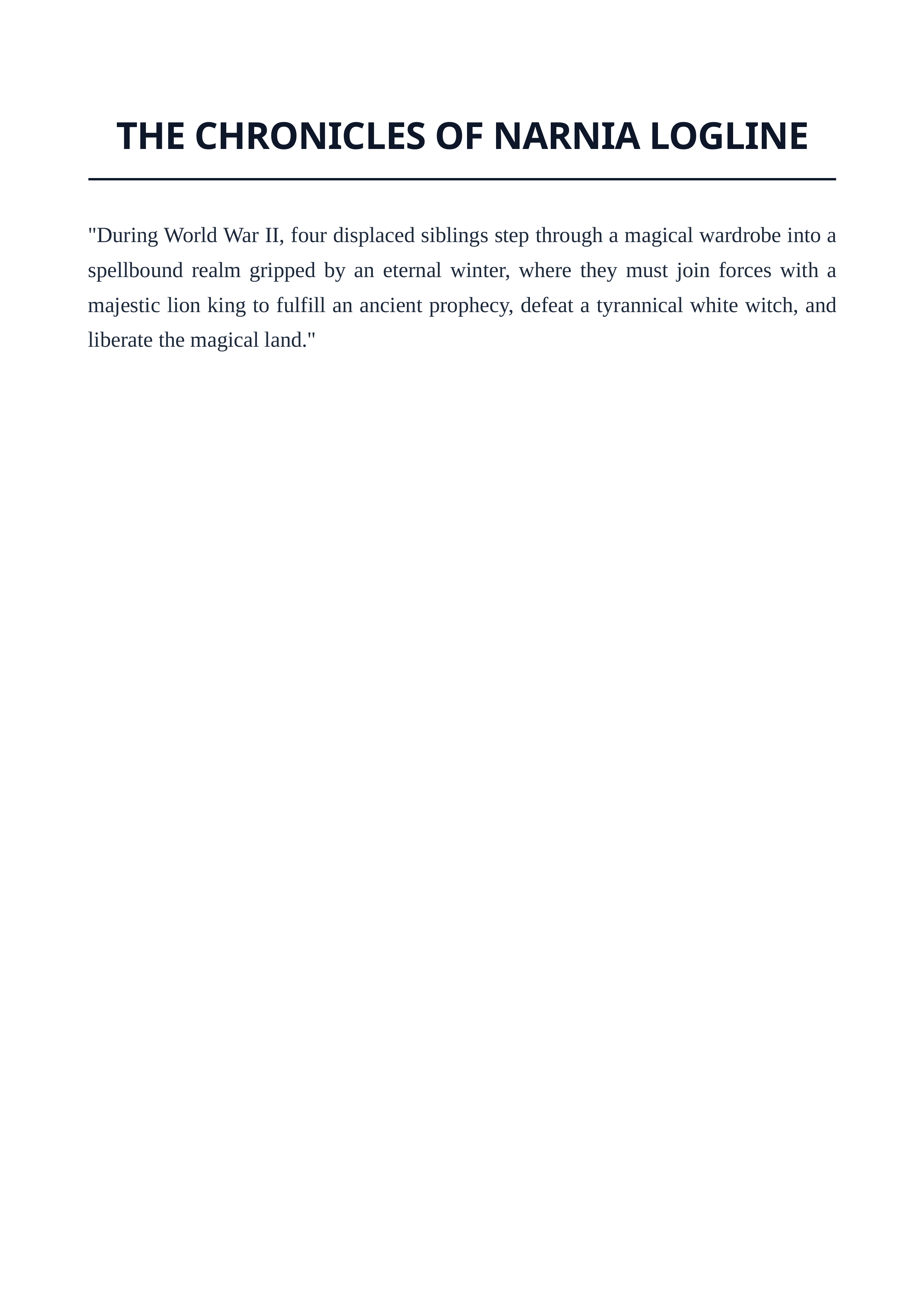 The Chronicles of Narnia Logline — page 1