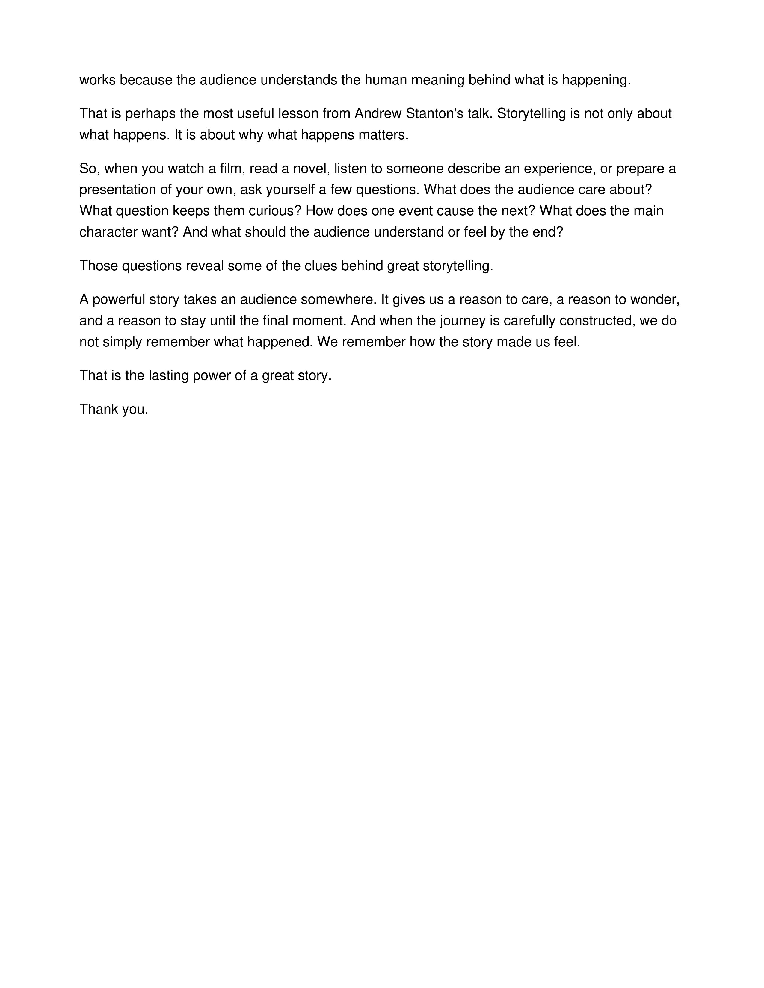 The Clues to a Great Story Informative Speech — page 3