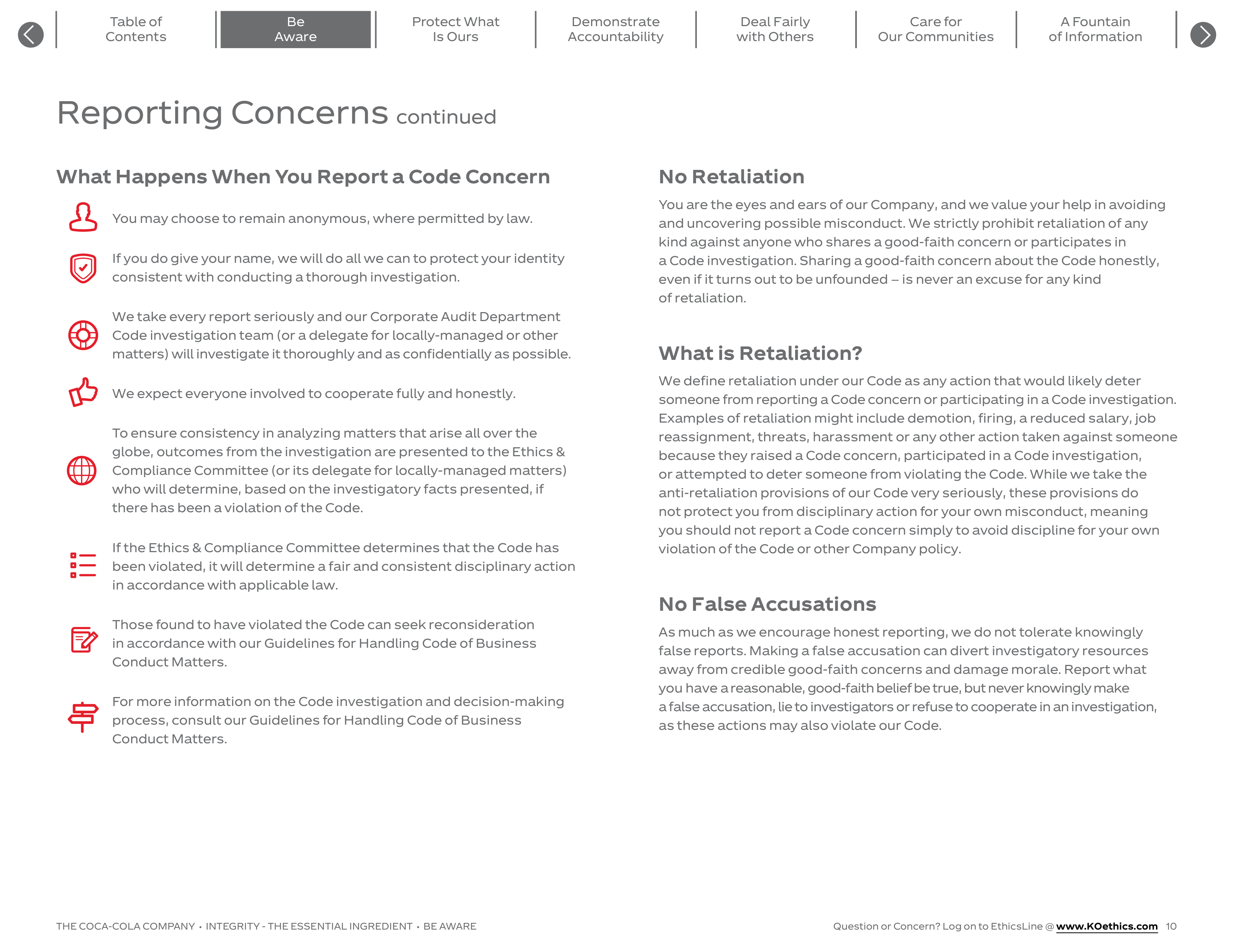 The Coca-Cola Company Code of Business Conduct Handbook — page 10