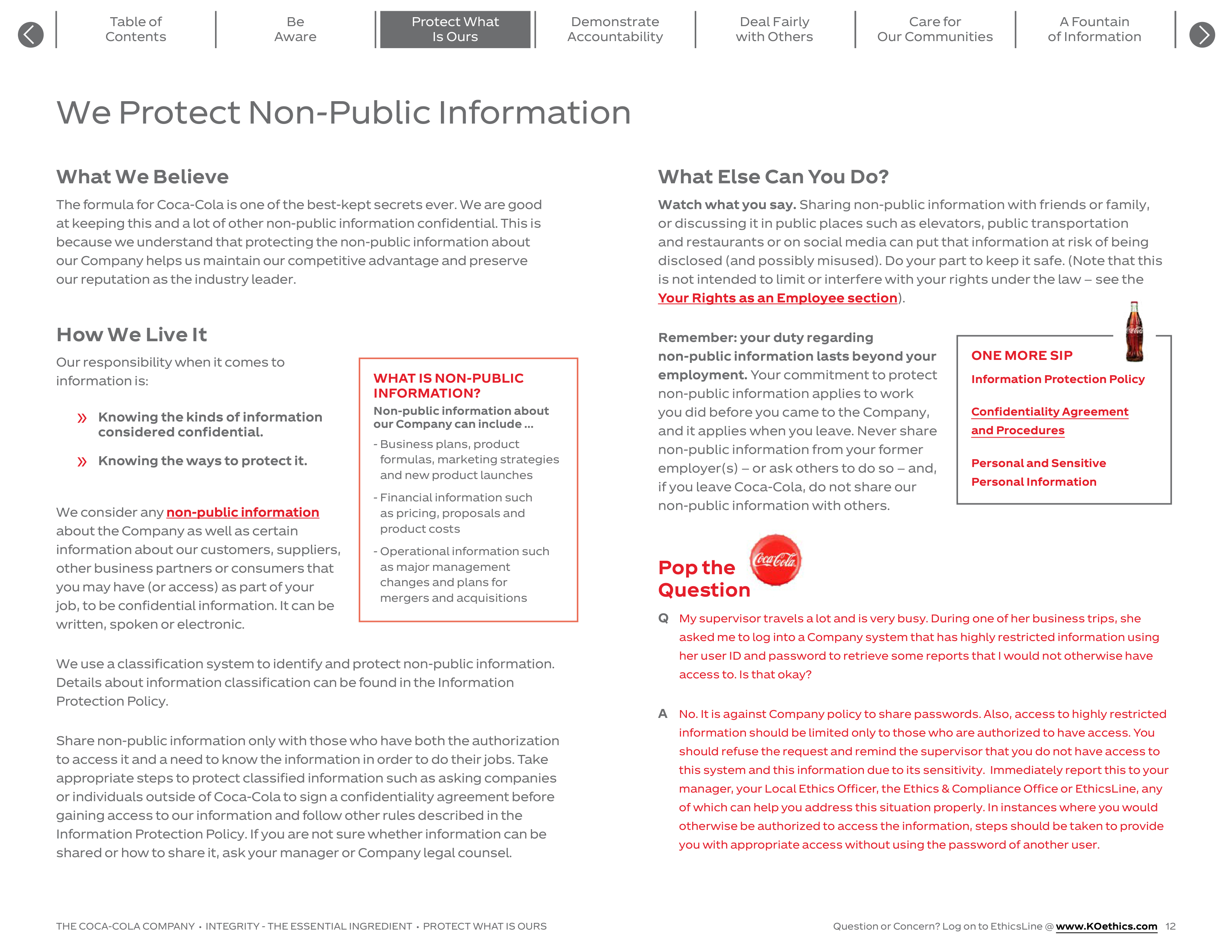 The Coca-Cola Company Code of Business Conduct Handbook — page 12