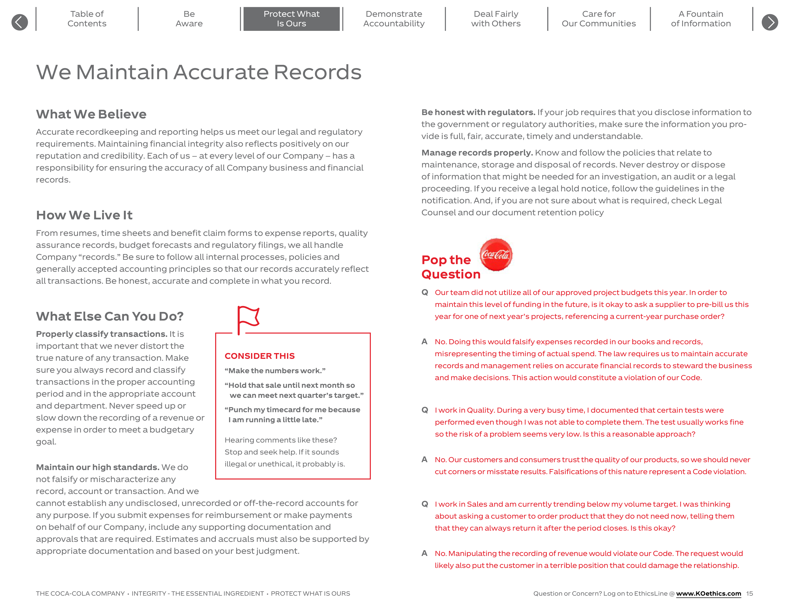 The Coca-Cola Company Code of Business Conduct Handbook — page 15