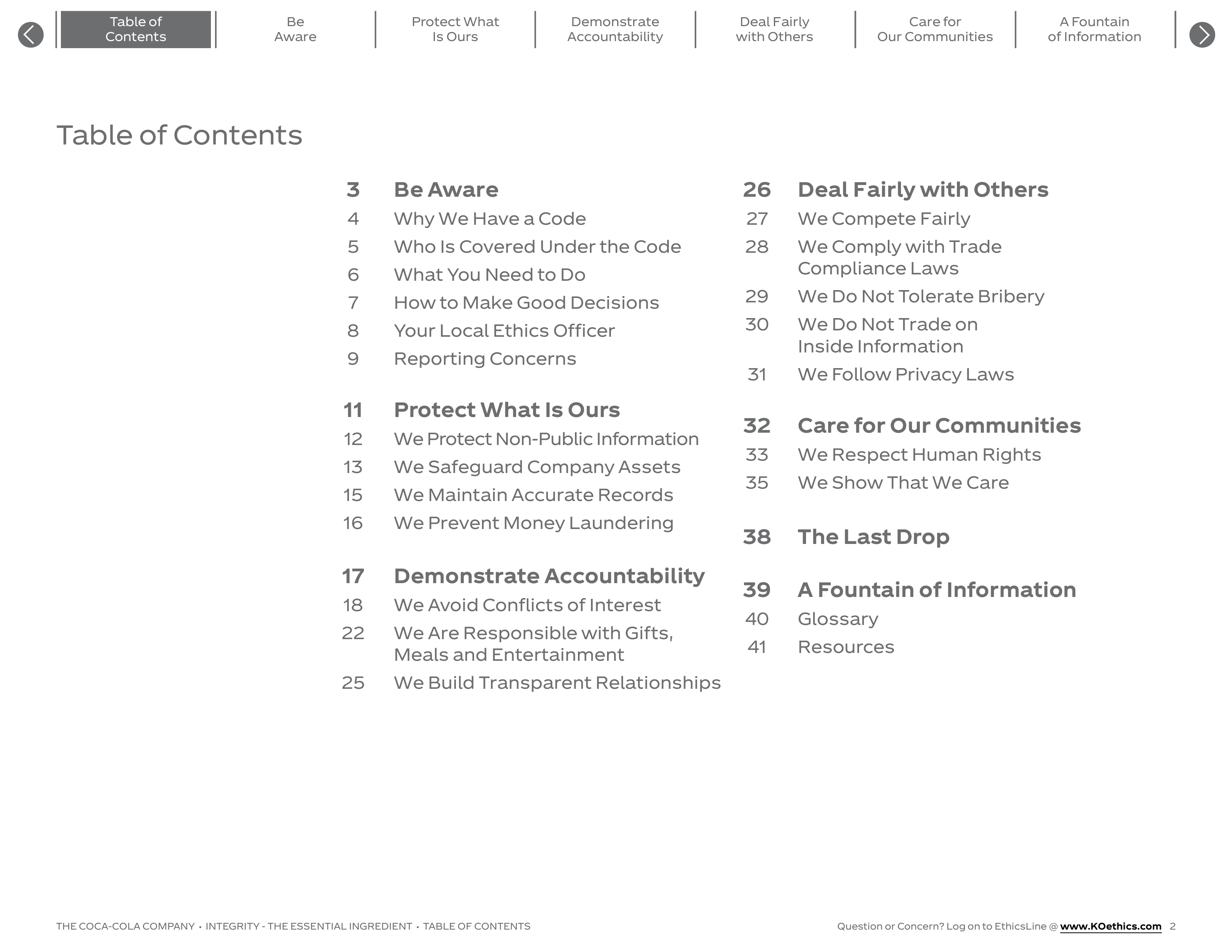 The Coca-Cola Company Code of Business Conduct Handbook — page 2