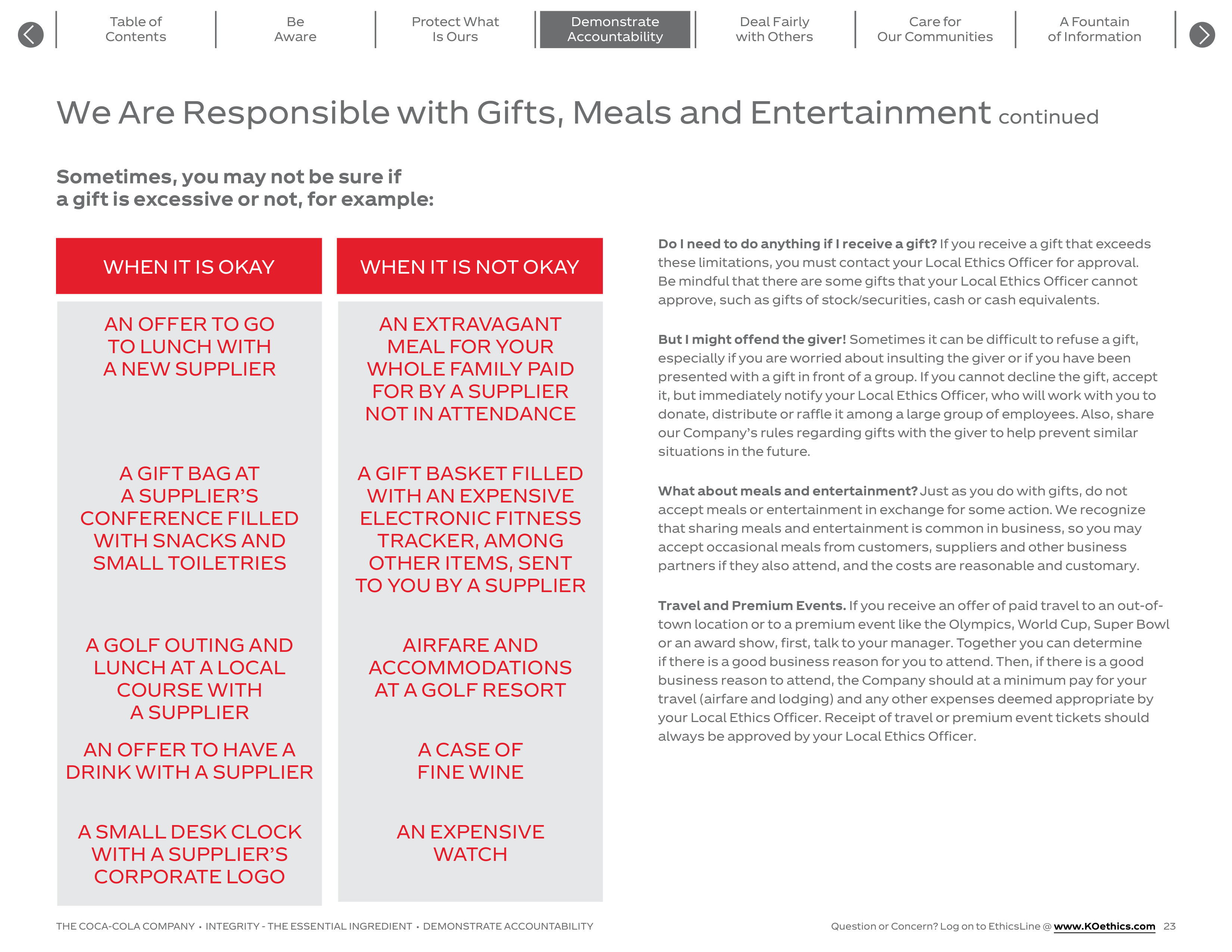 The Coca-Cola Company Code of Business Conduct Handbook — page 23