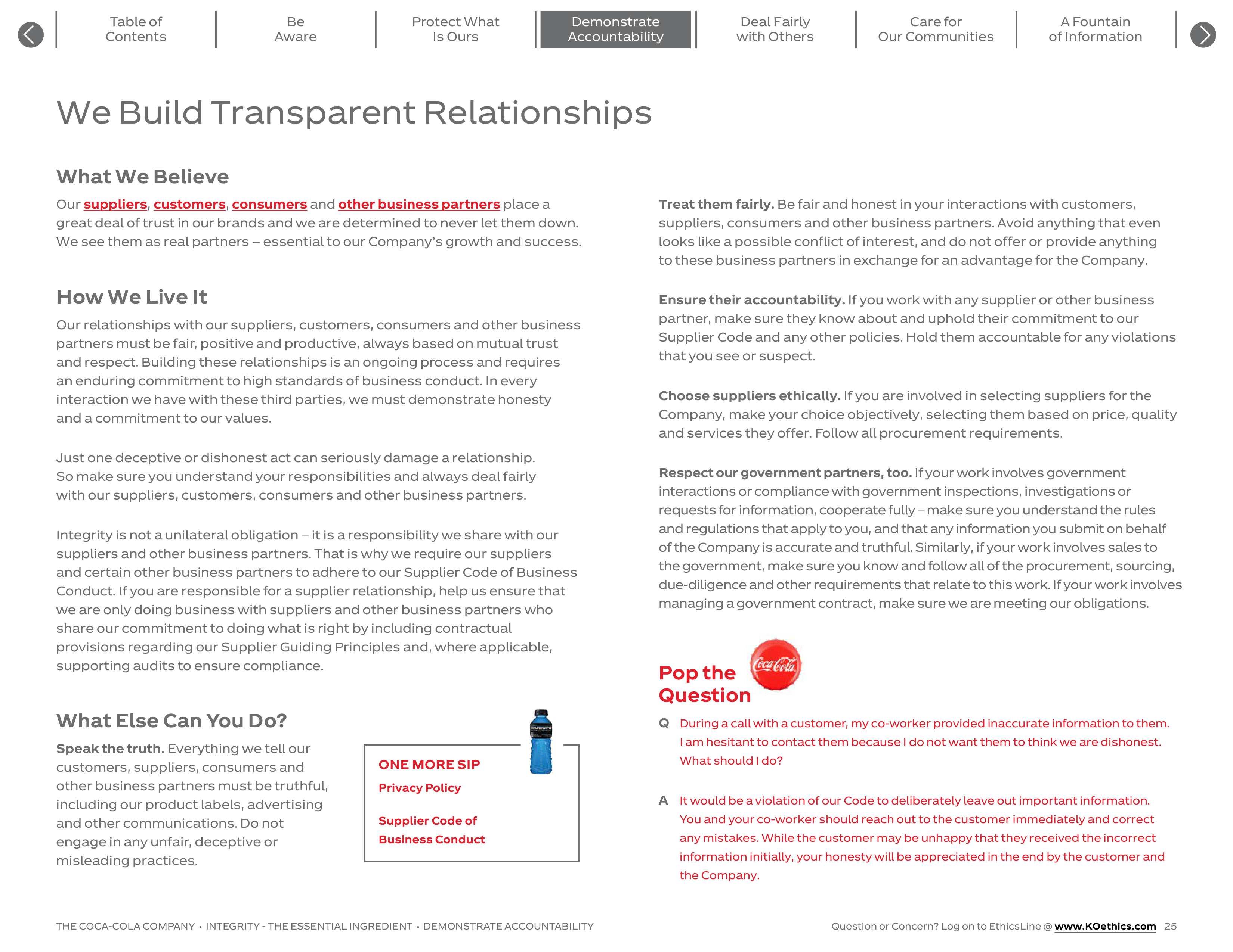 The Coca-Cola Company Code of Business Conduct Handbook — page 25