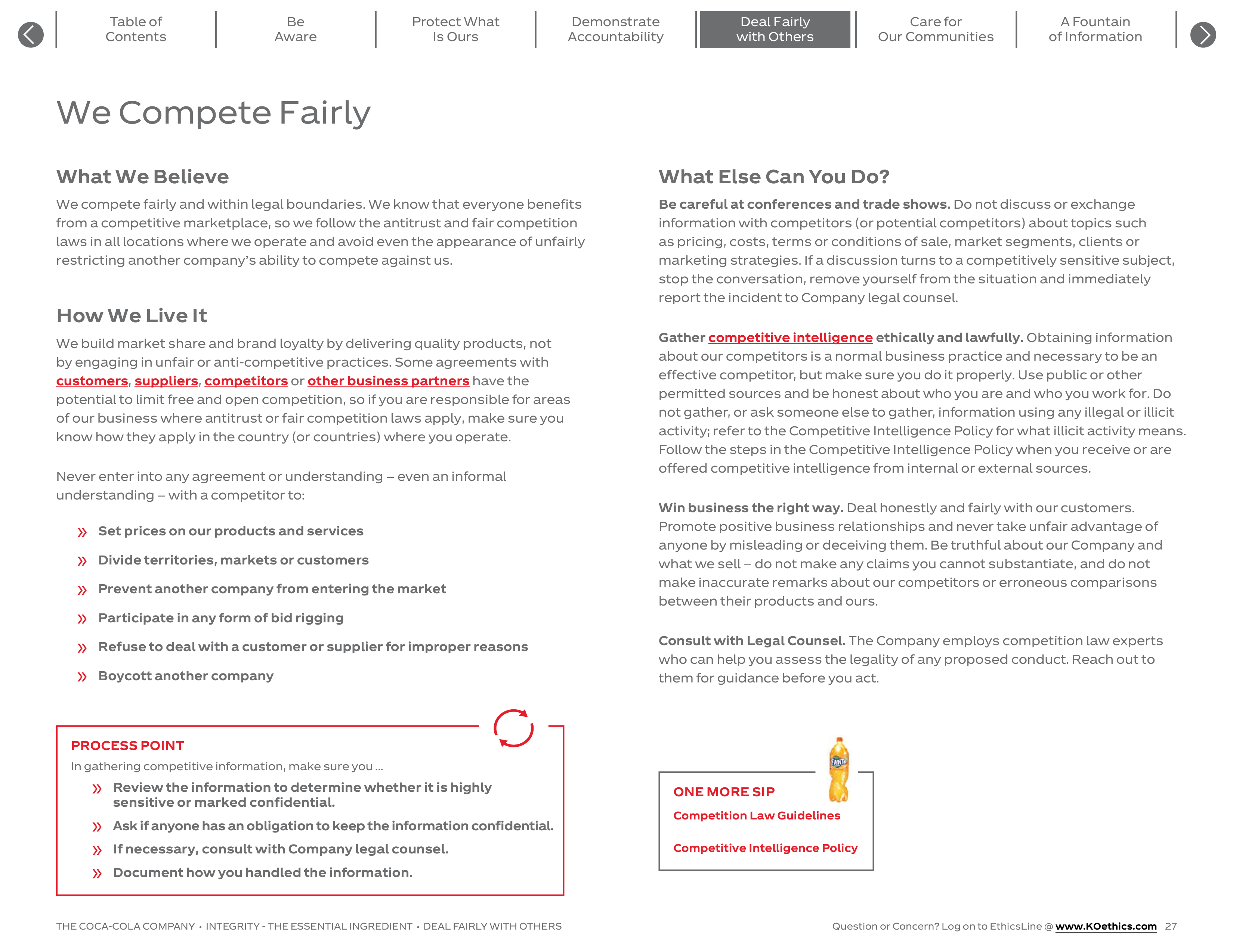 The Coca-Cola Company Code of Business Conduct Handbook — page 27