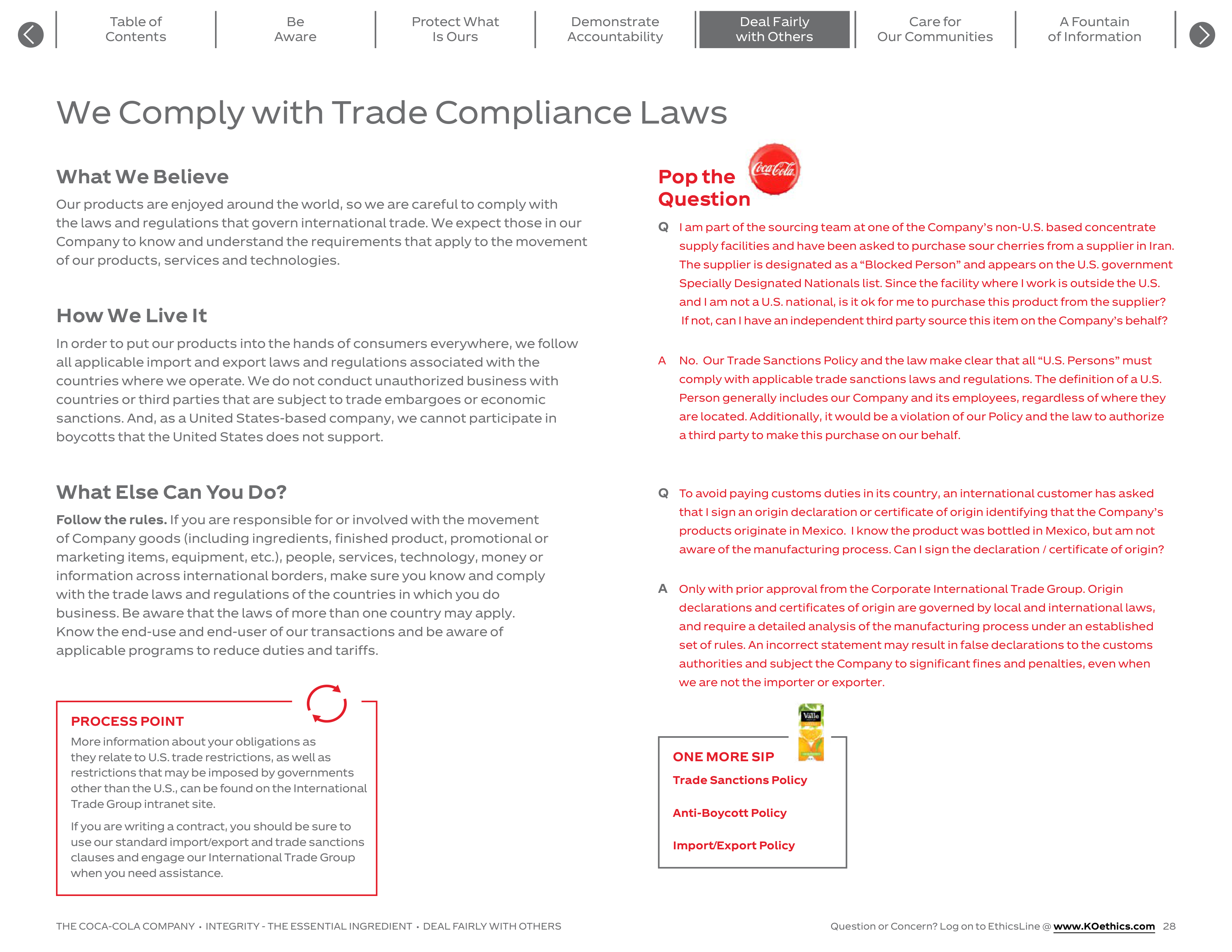 The Coca-Cola Company Code of Business Conduct Handbook — page 28