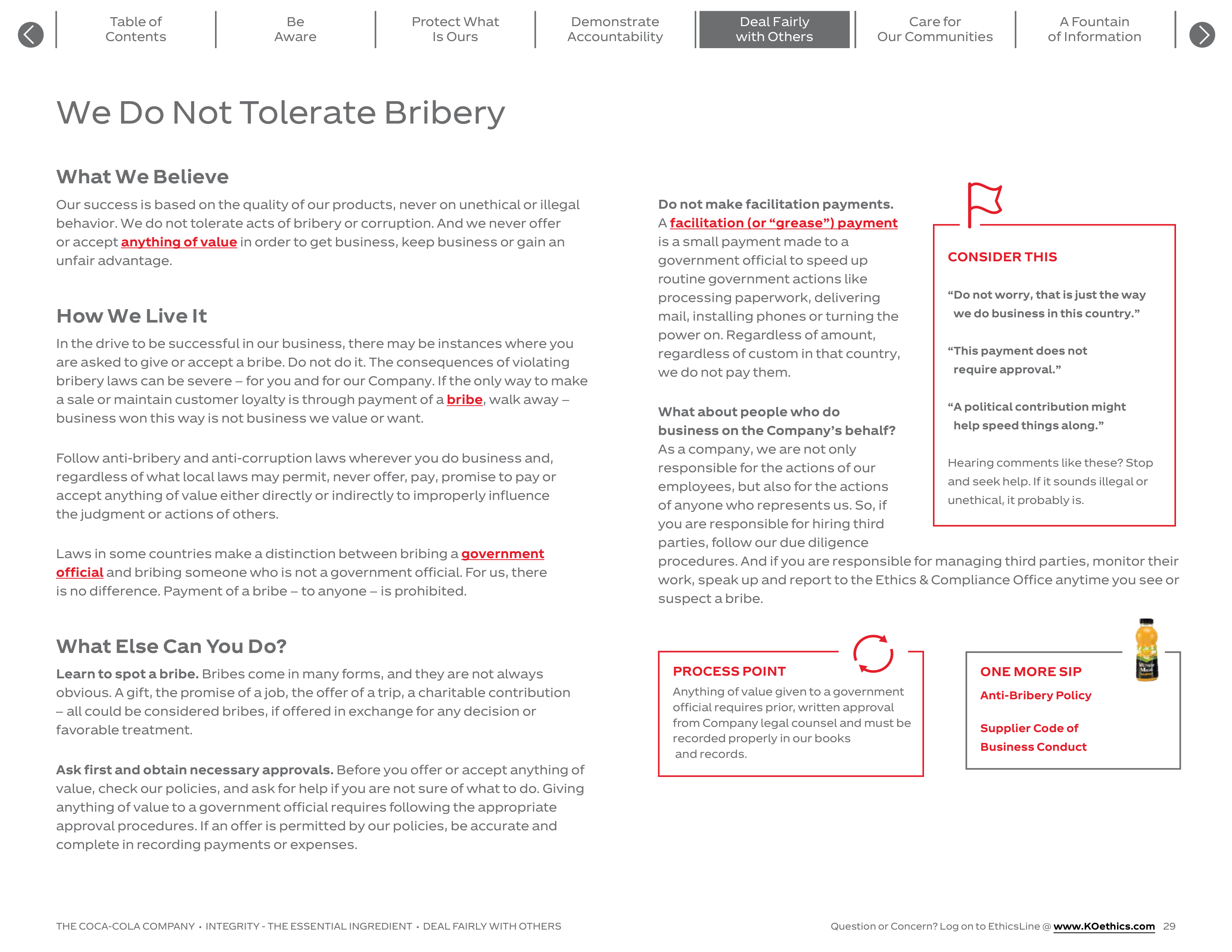 The Coca-Cola Company Code of Business Conduct Handbook — page 29