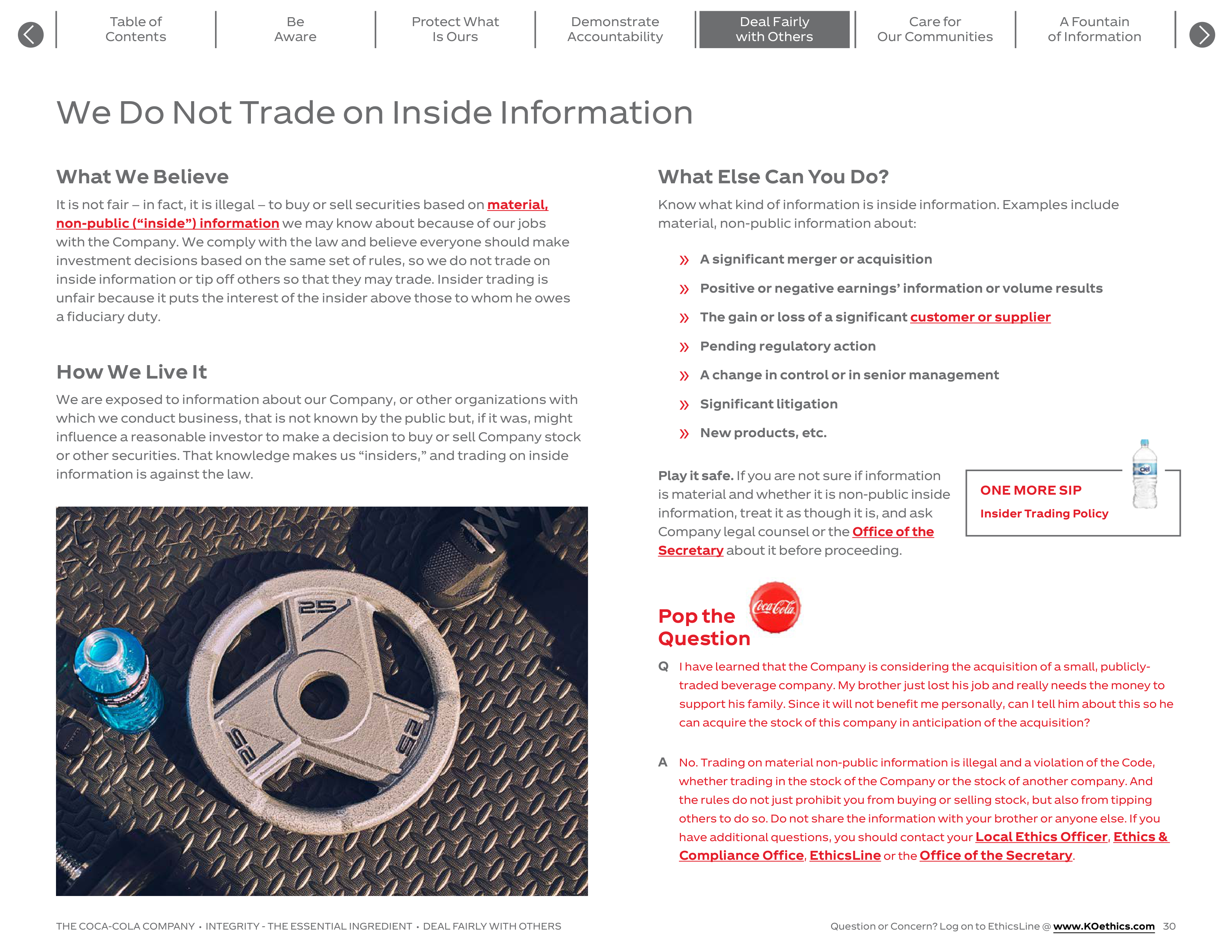 The Coca-Cola Company Code of Business Conduct Handbook — page 30