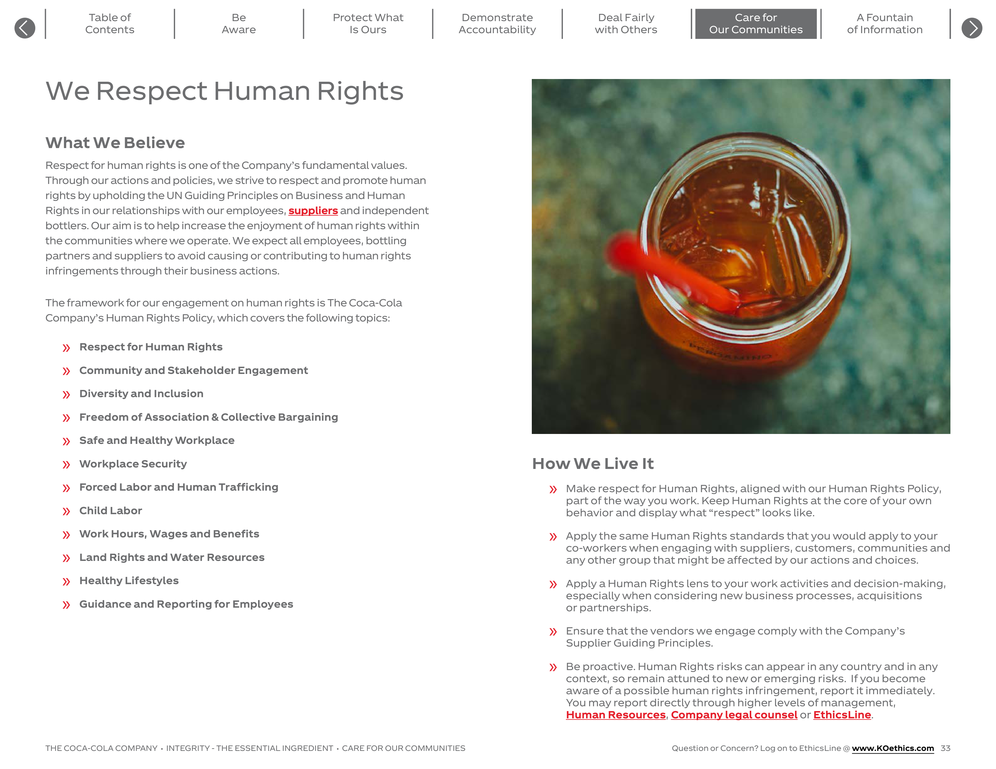 The Coca-Cola Company Code of Business Conduct Handbook — page 33