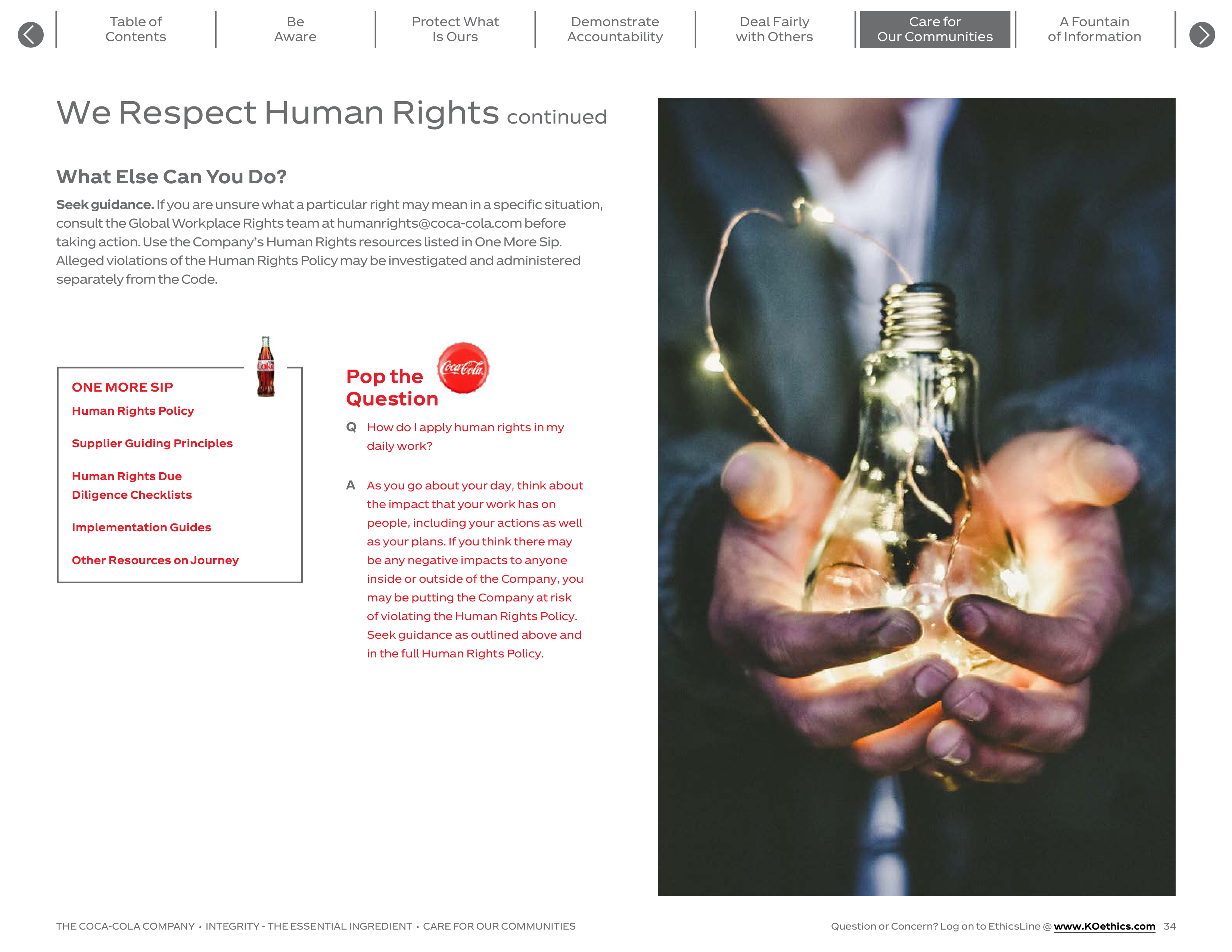 The Coca-Cola Company Code of Business Conduct Handbook — page 34