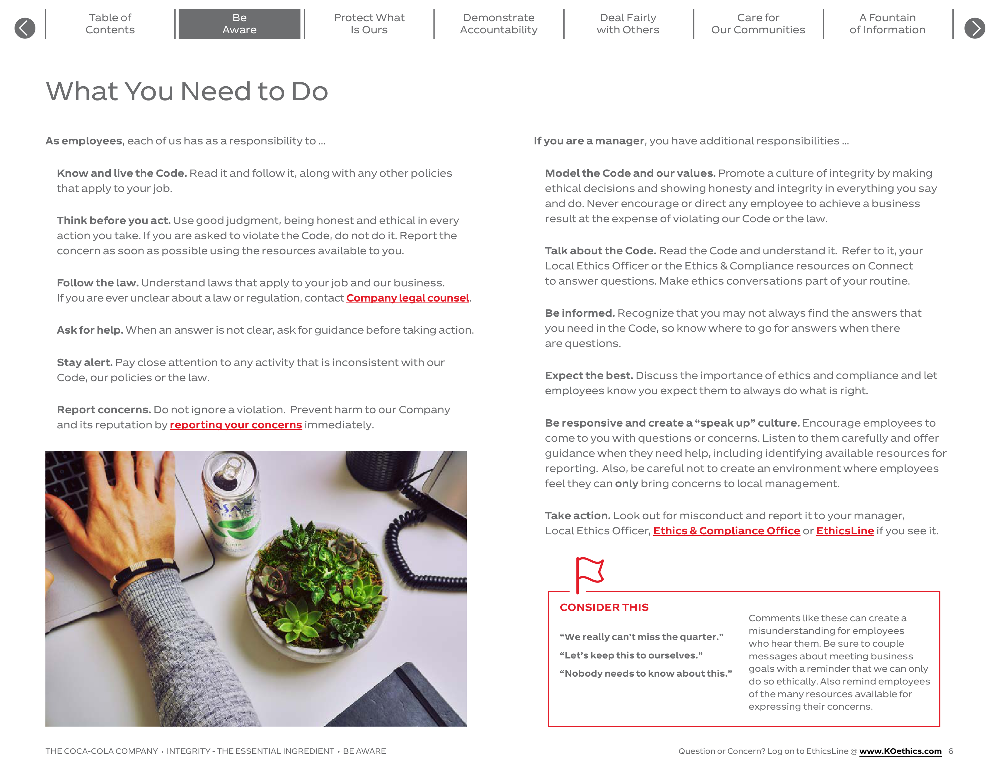 The Coca-Cola Company Code of Business Conduct Handbook — page 6