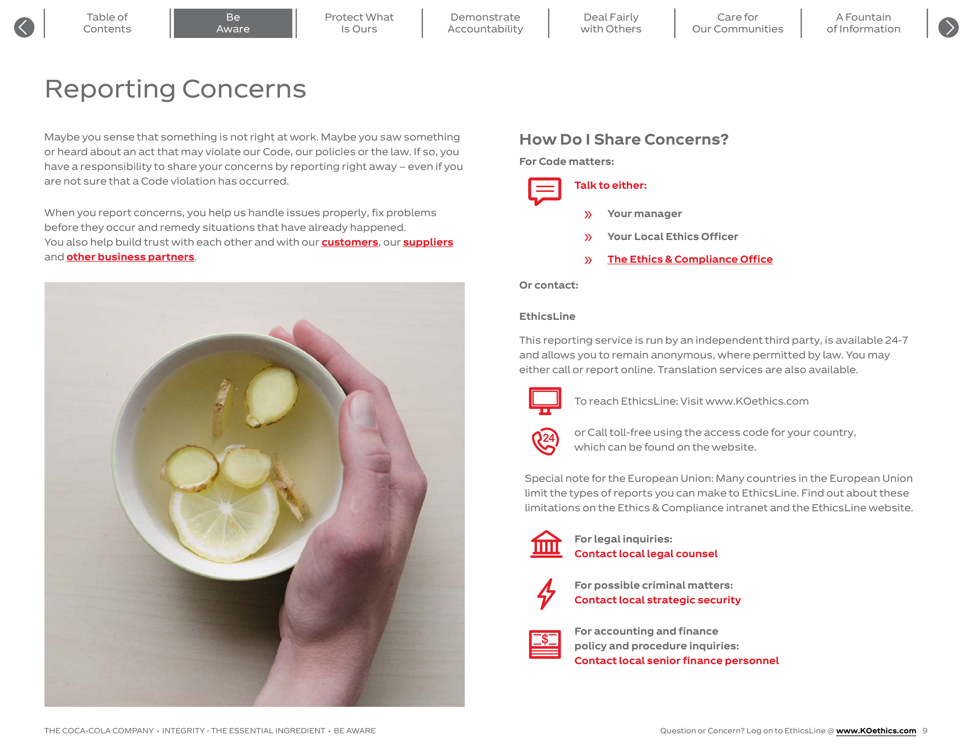 The Coca-Cola Company Code of Business Conduct Handbook — page 9
