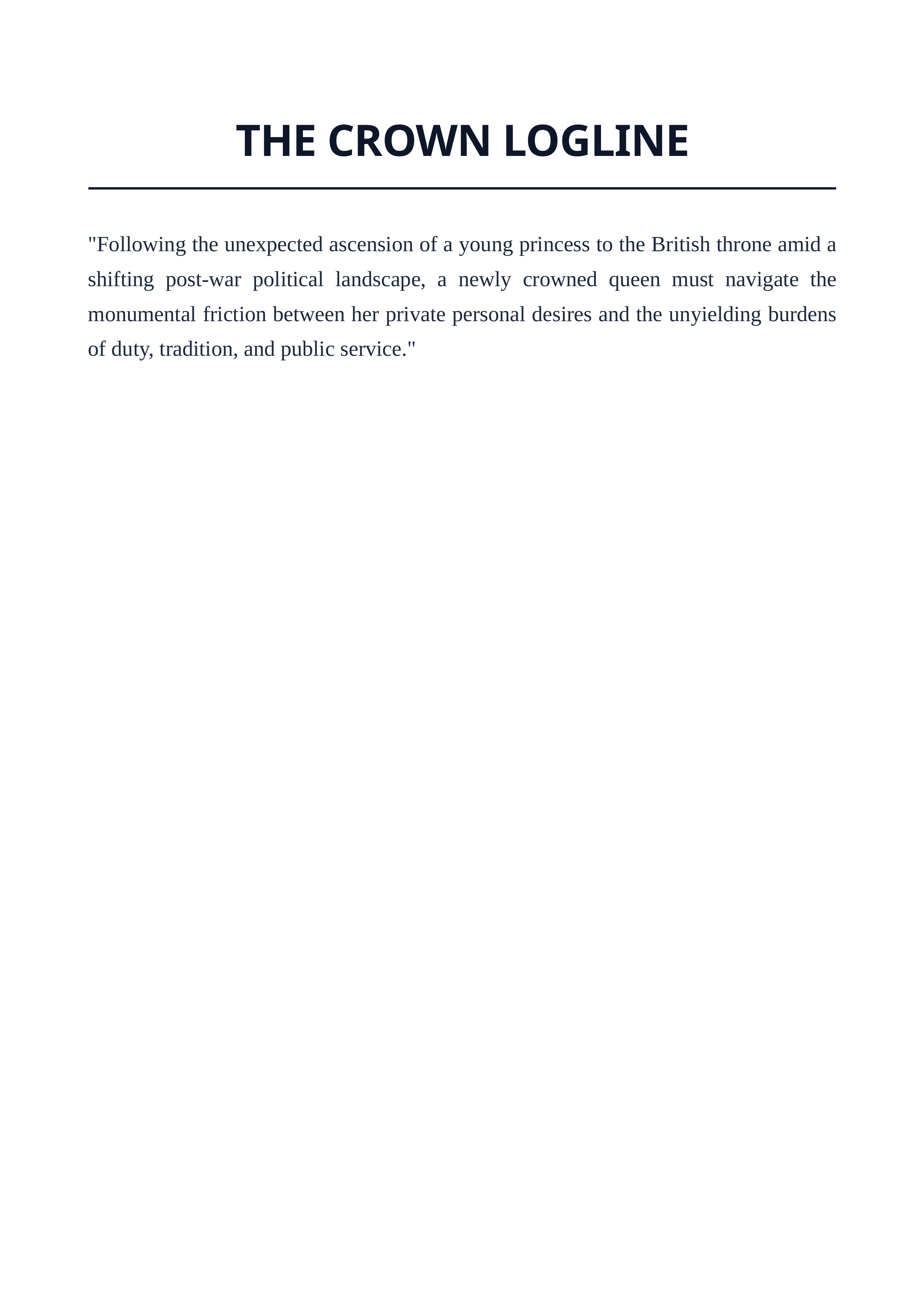The Crown Logline — page 1
