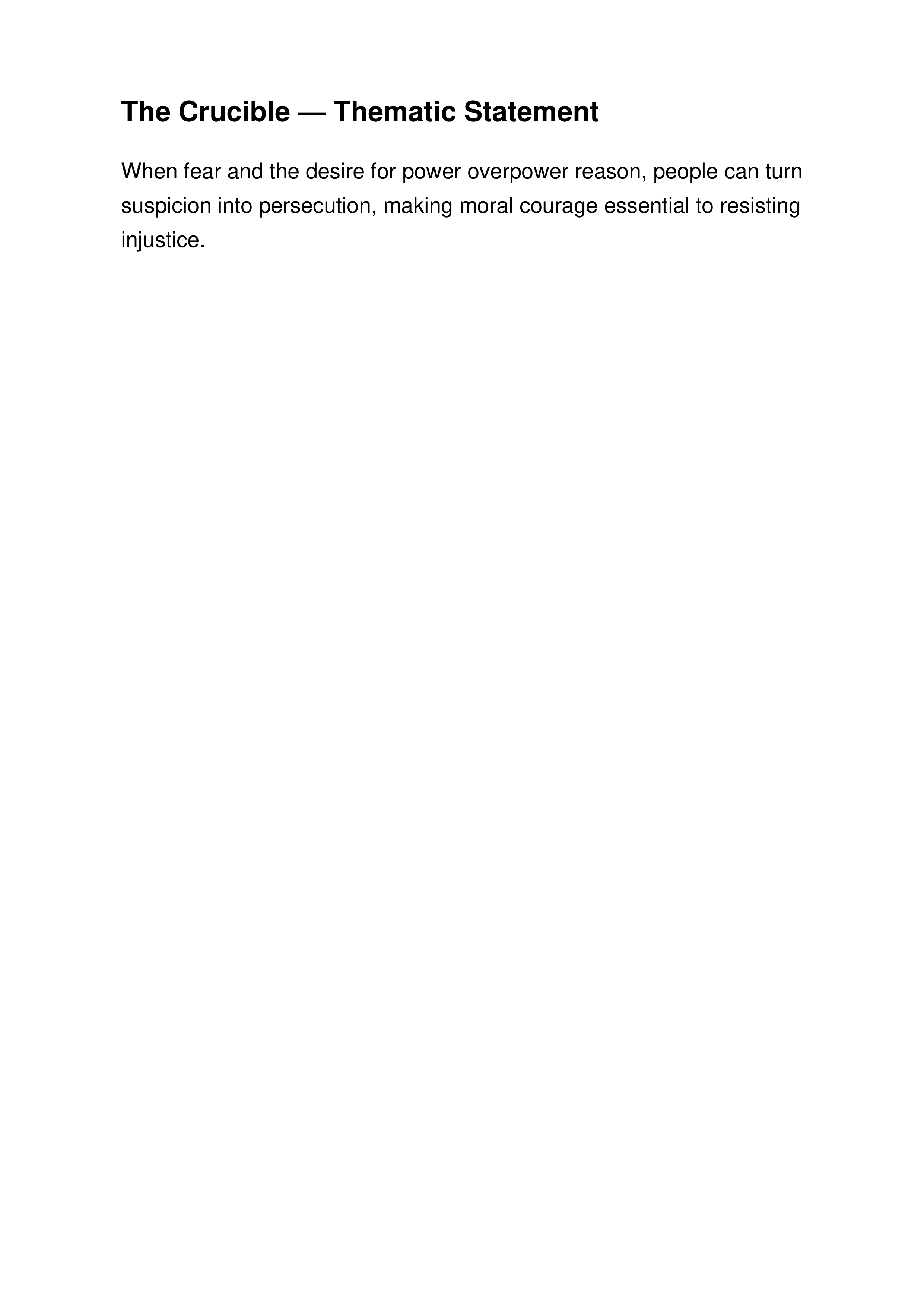 The Crucible Thematic Statement — page 1
