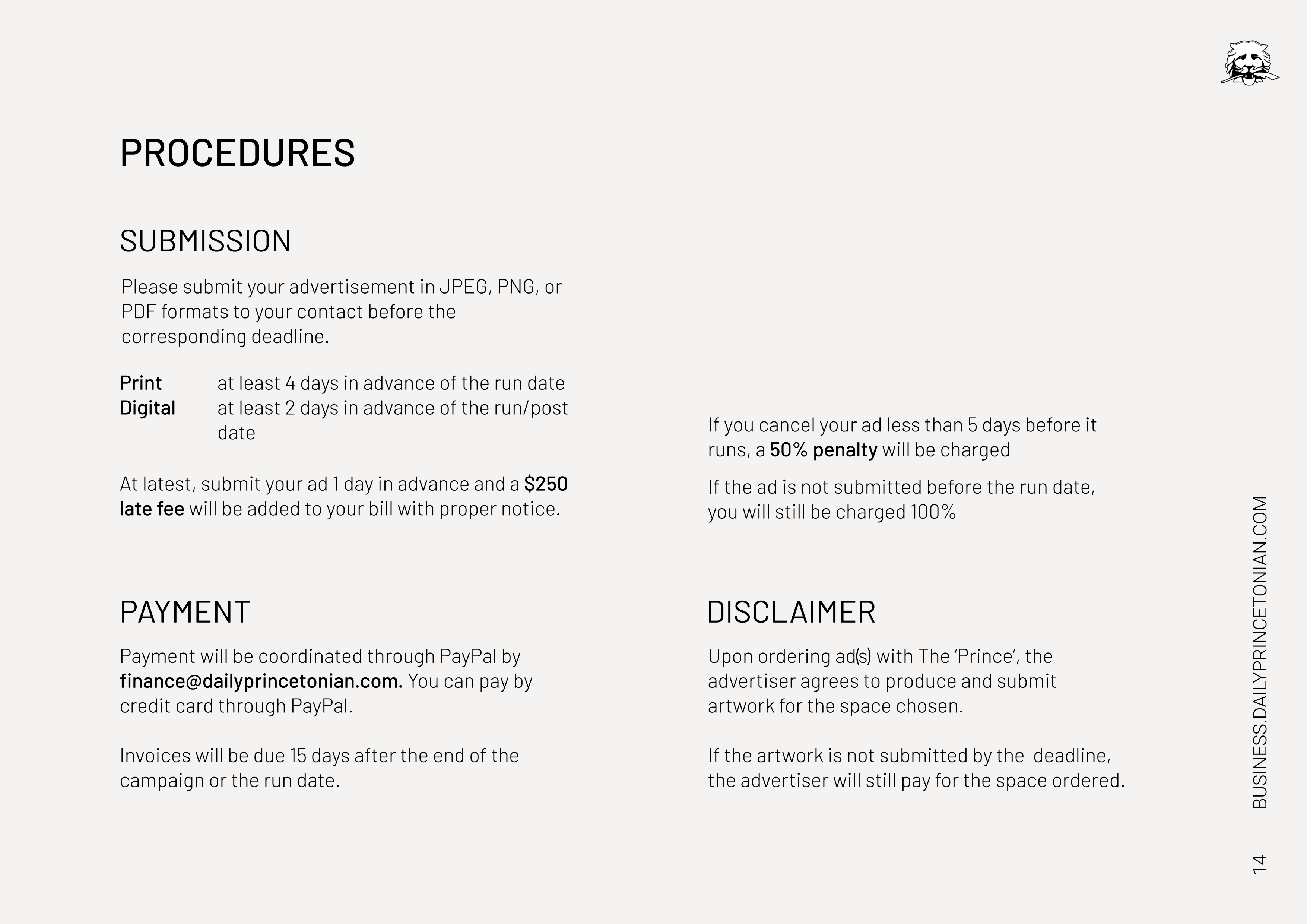 The Daily Princetonian Advertising Media Kit — page 14
