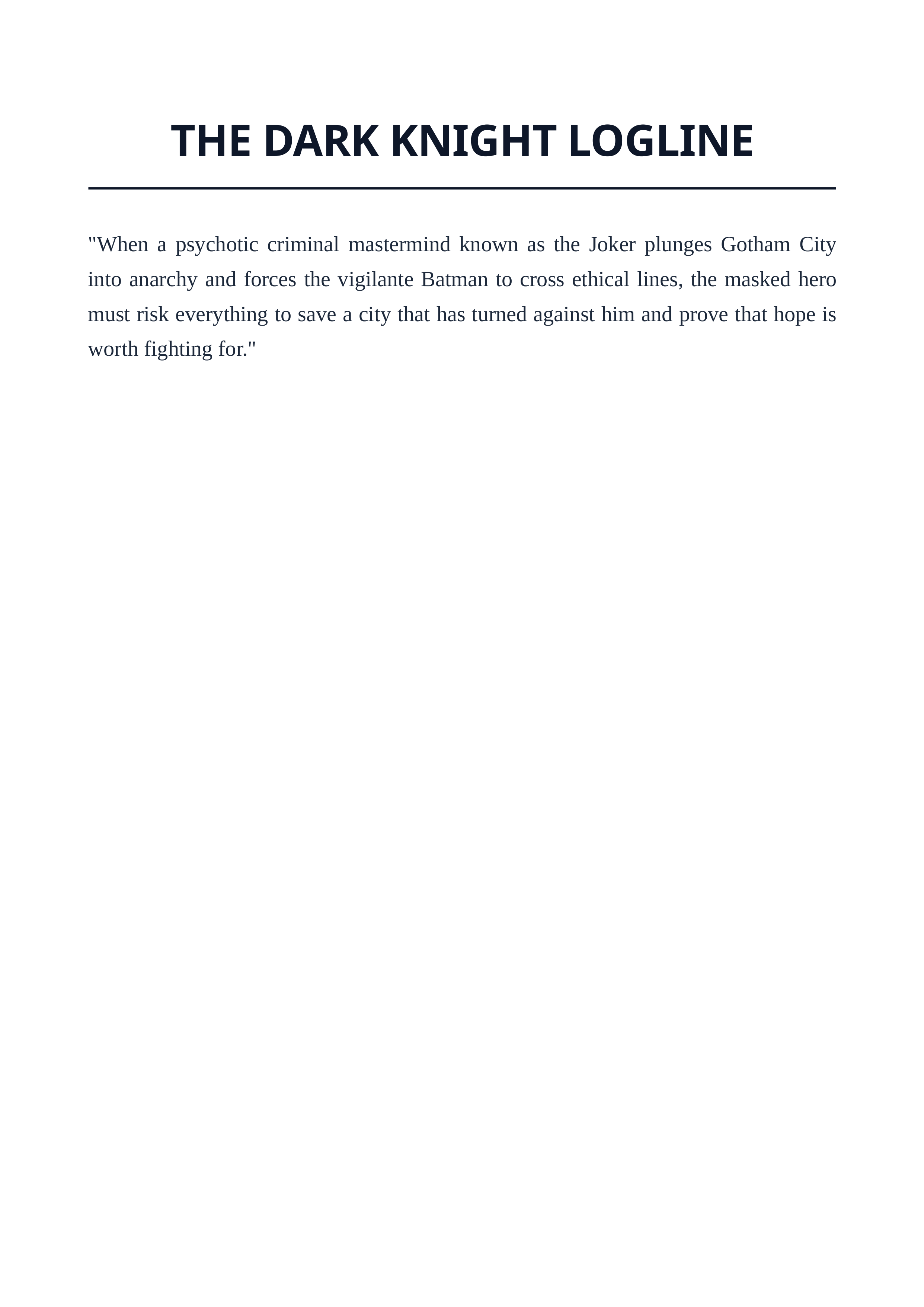 The Dark Knight Logline — page 1