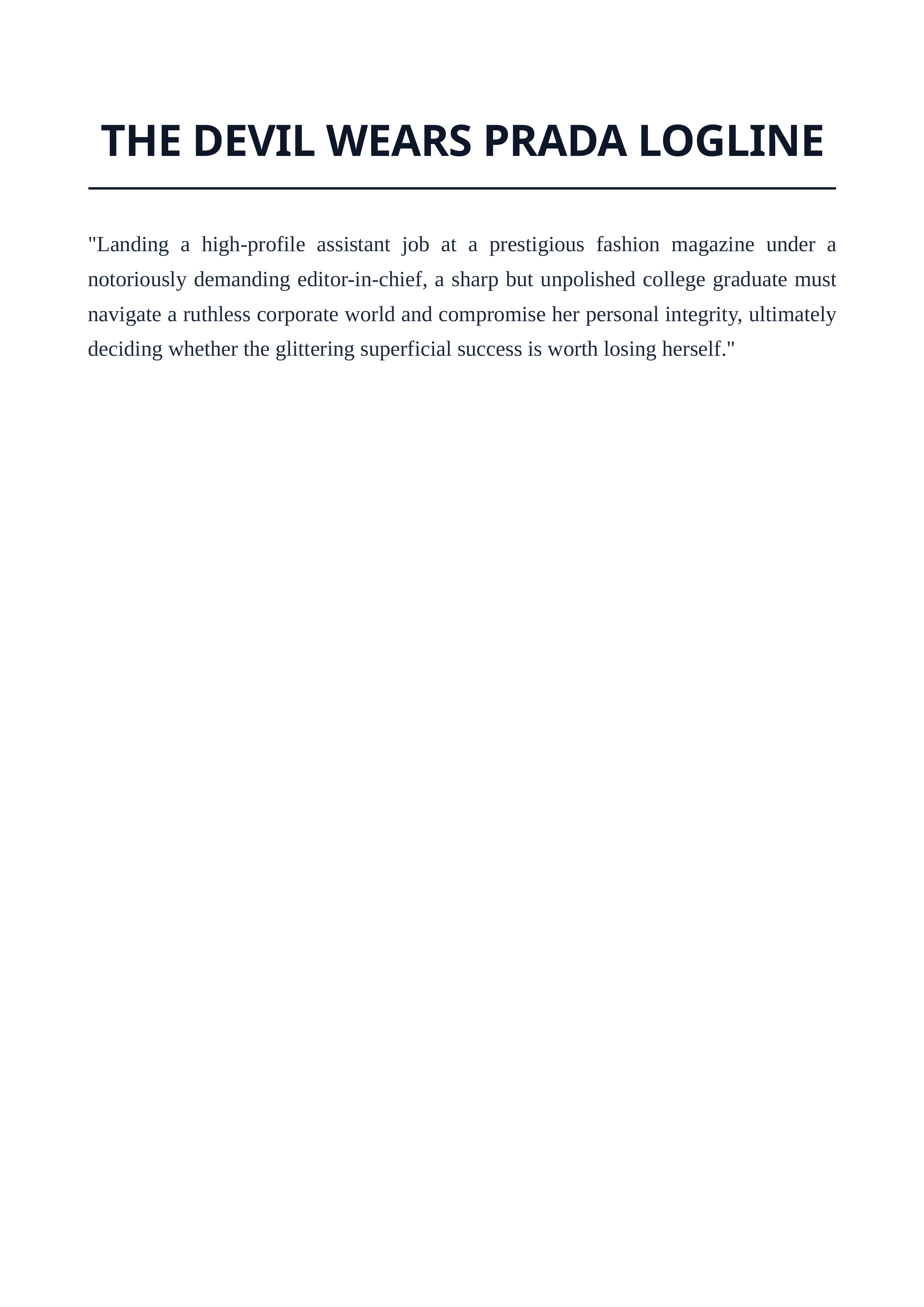 The Devil Wears Prada Logline — page 1