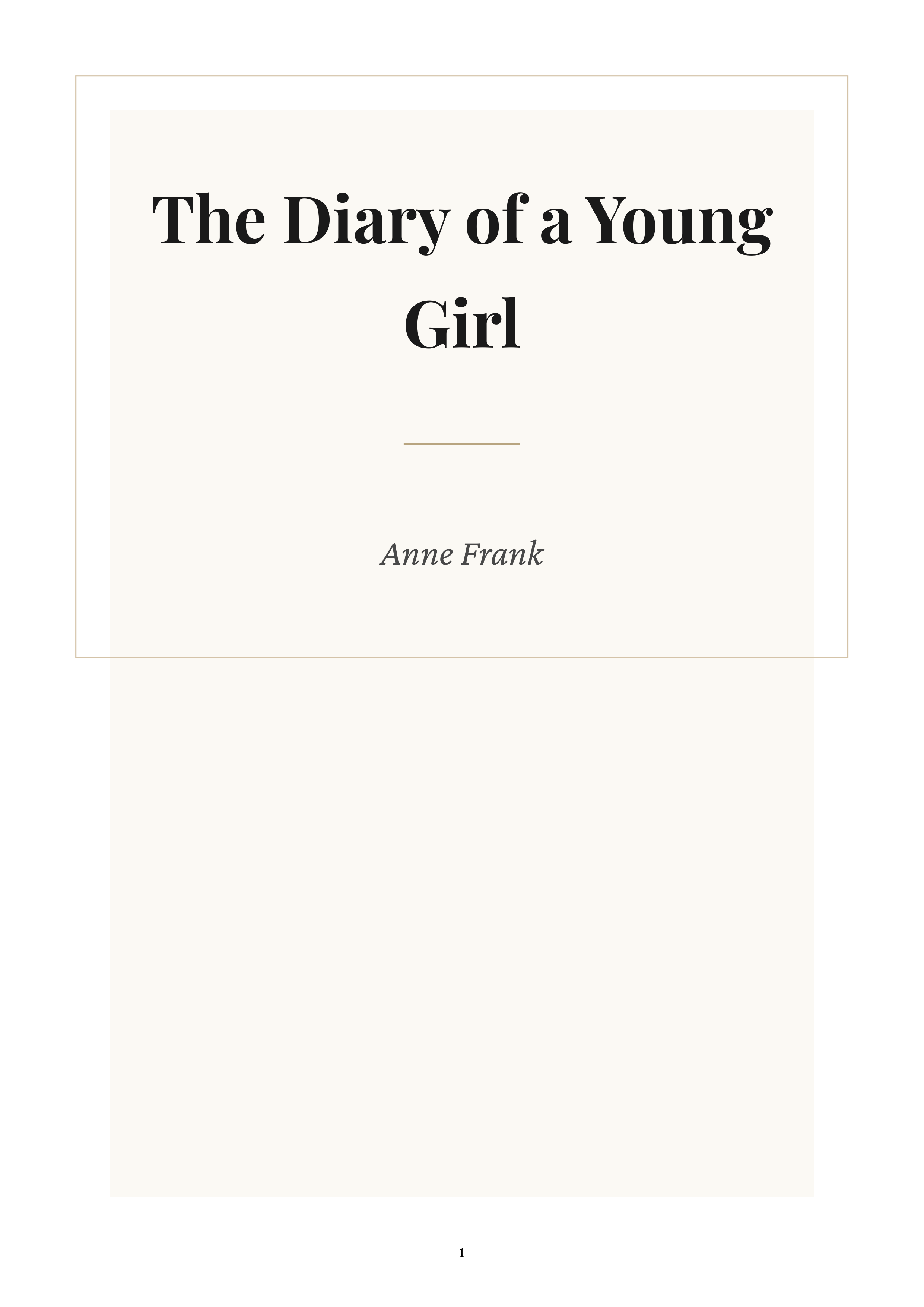 The Diary of a Young Girl by Anne Frank Holocaust Diarist Autobiography — page 1