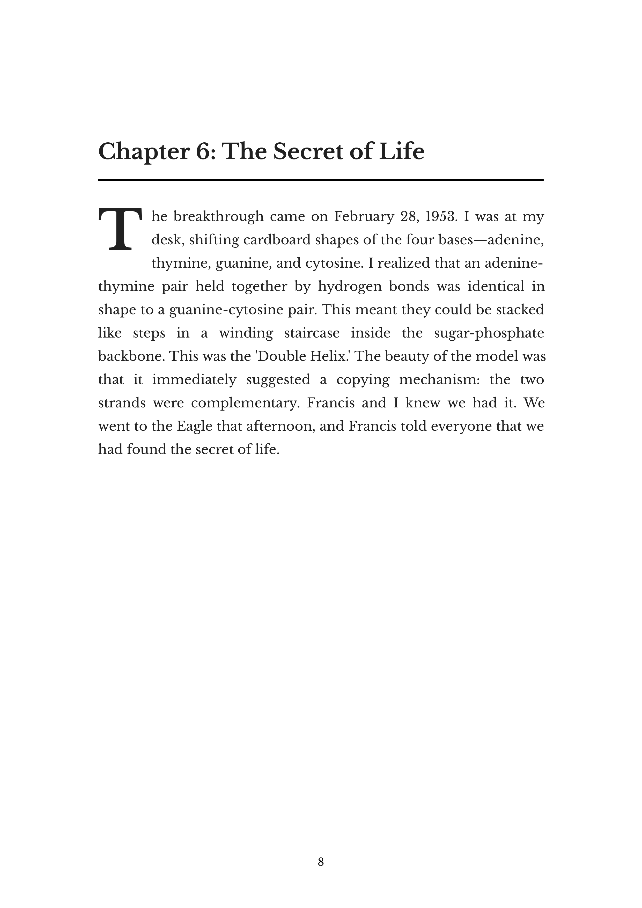 The Double Helix by James D Watson Molecular Biologist Autobiography — page 8