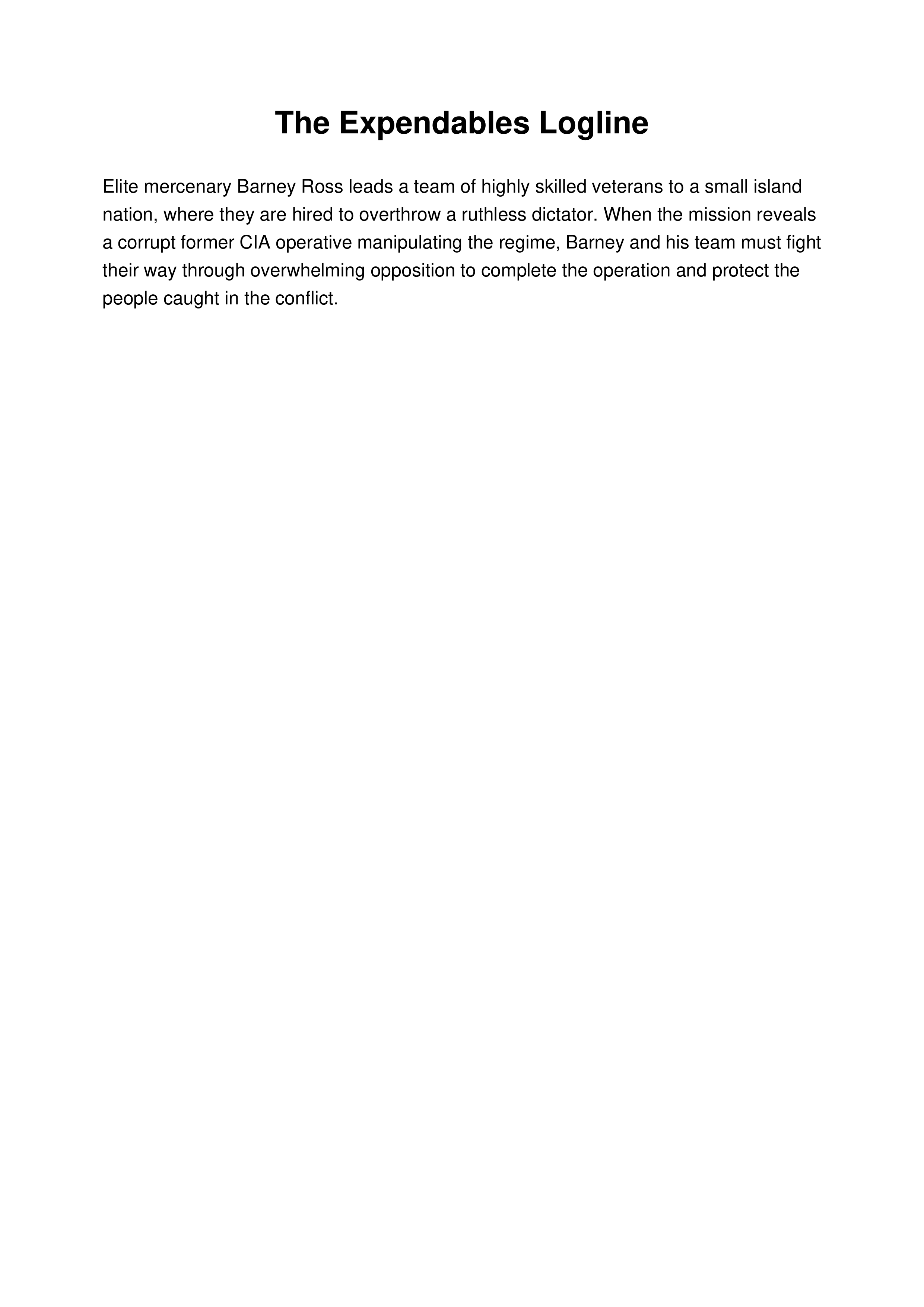 The Expendables Logline — page 1