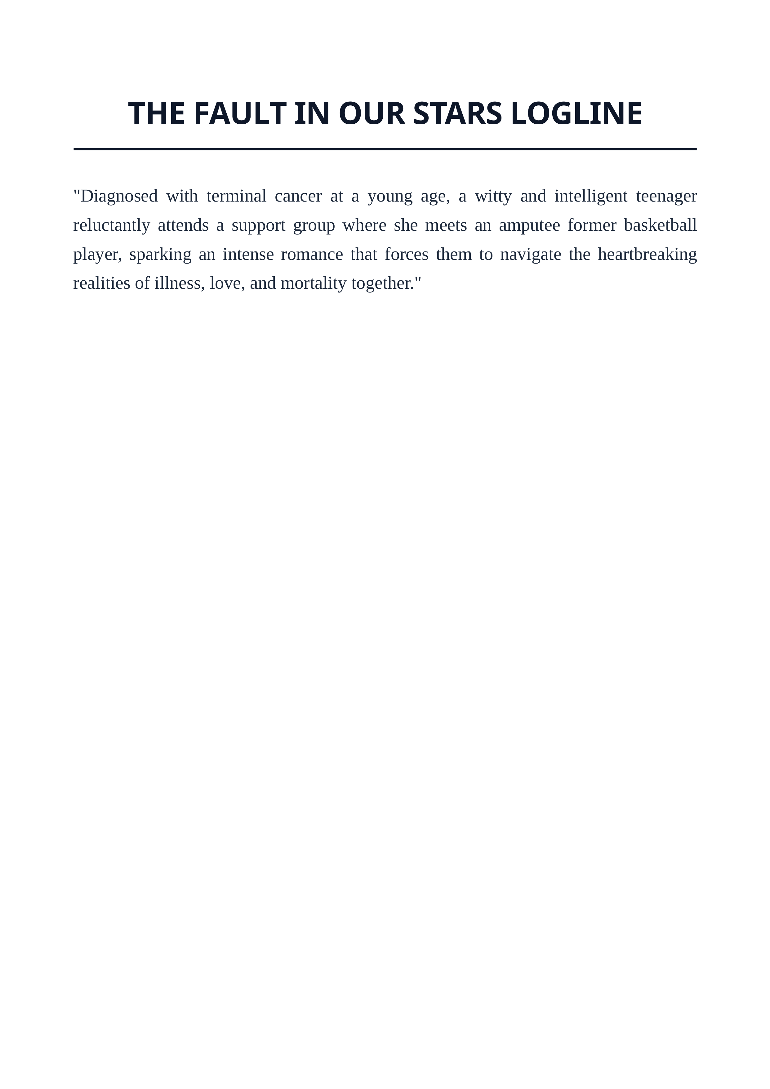 The Fault in Our Stars Logline — page 1