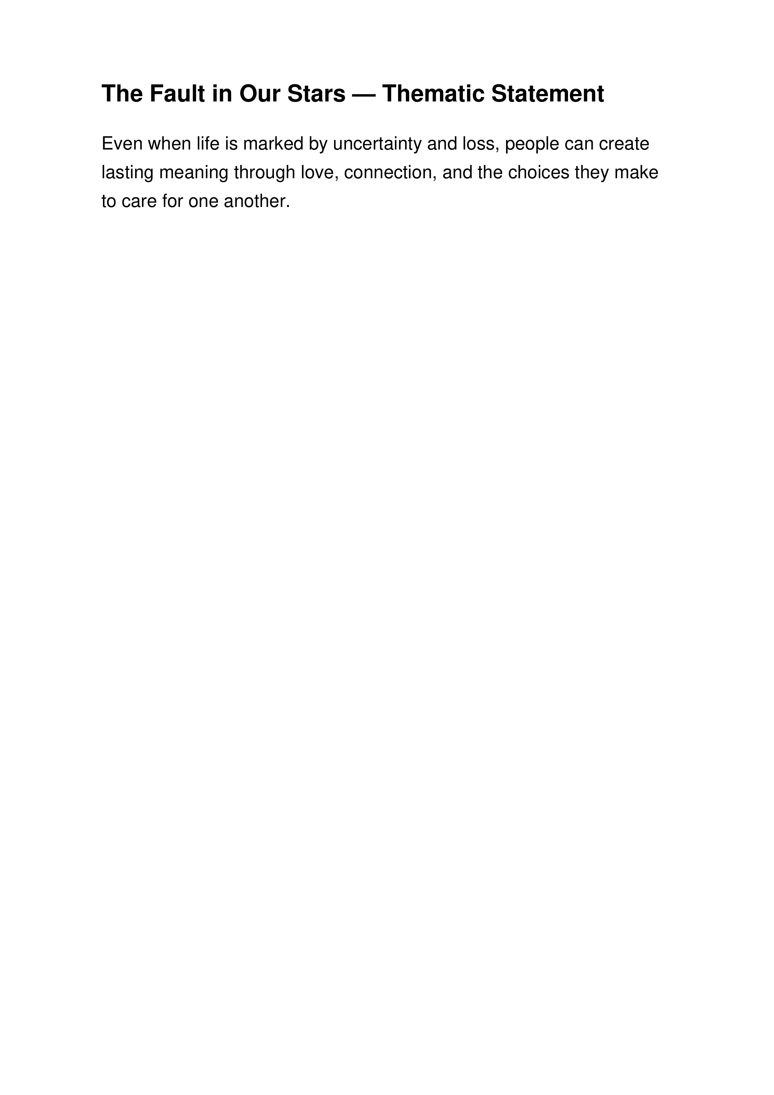 The Fault in Our Stars Thematic Statement — page 1