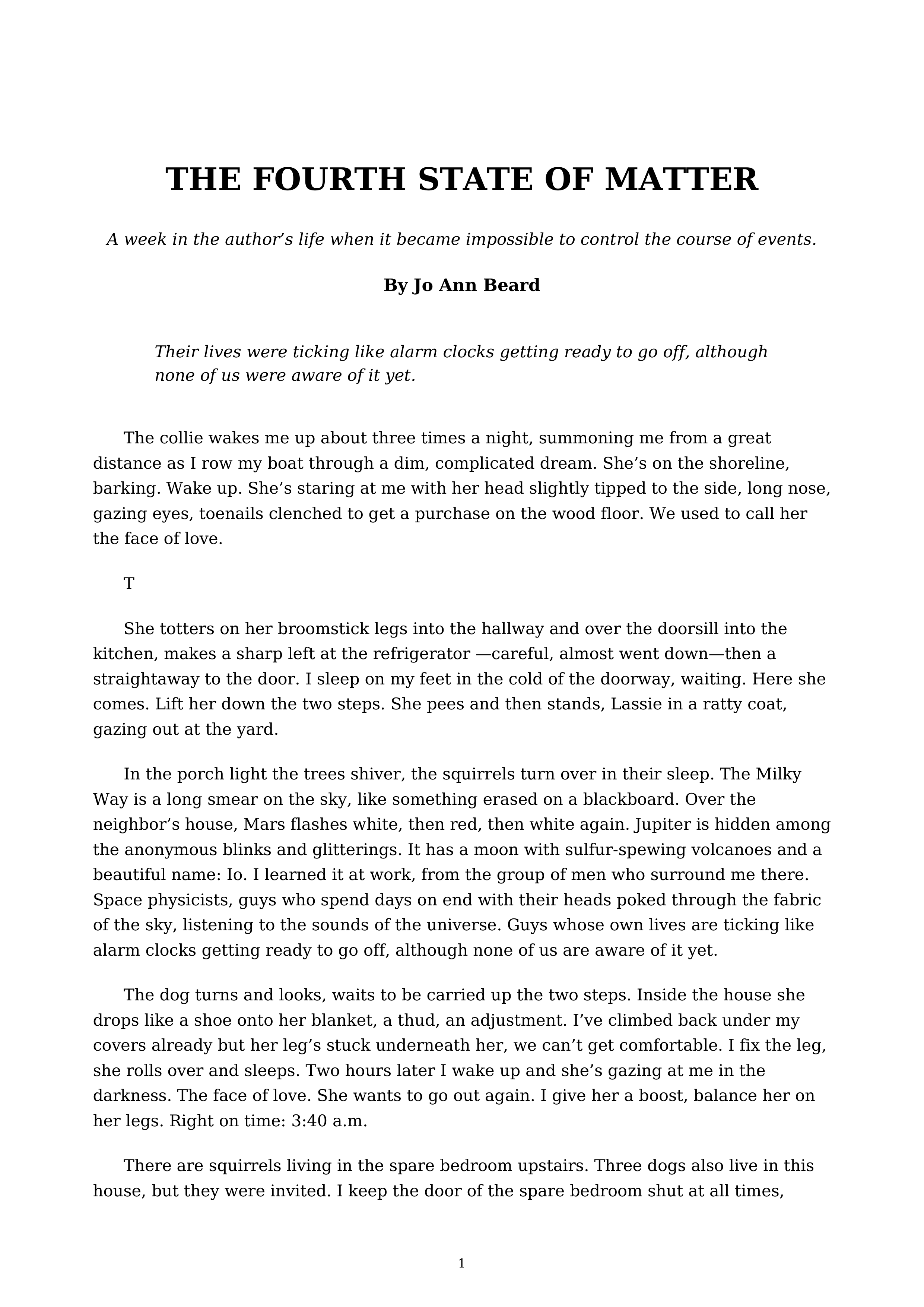 The Fourth State of Matter Essay — page 1