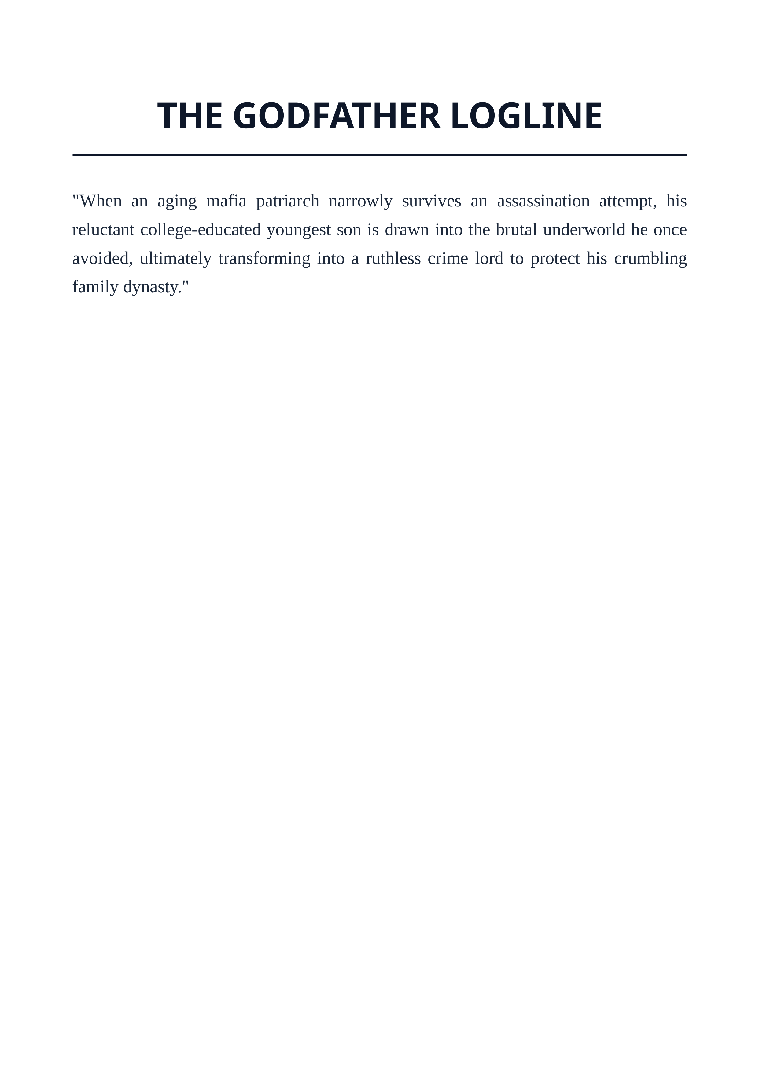 The Godfather Logline — page 1