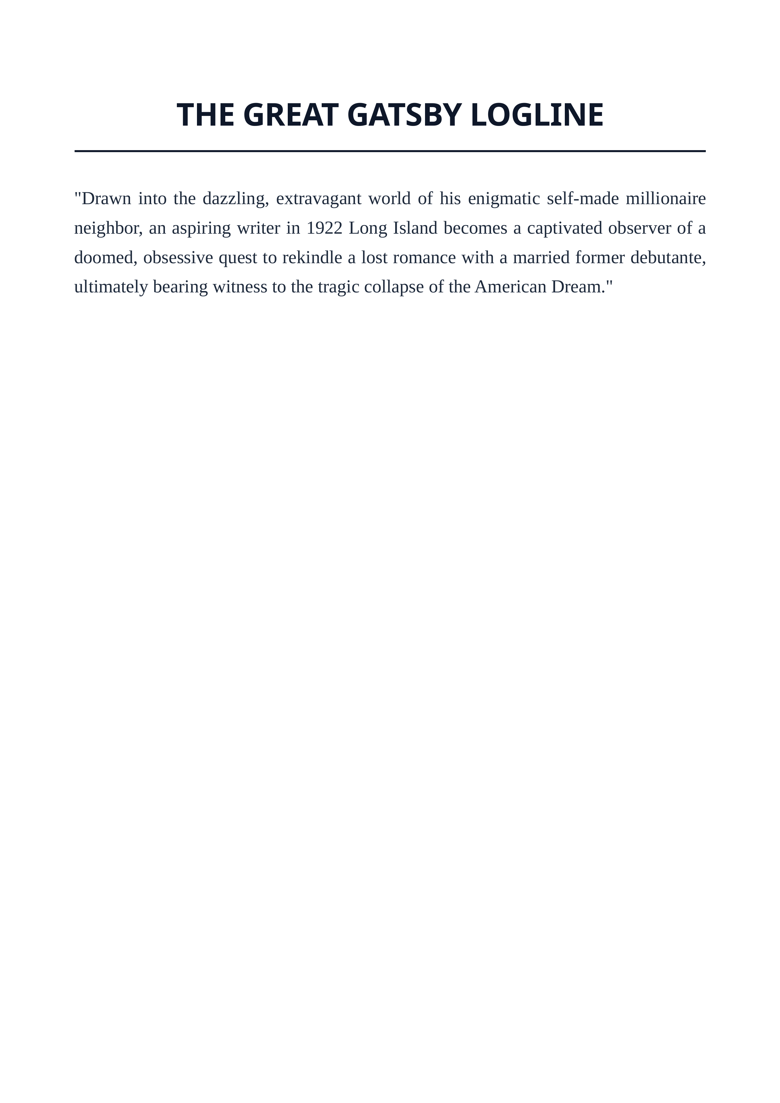 The Great Gatsby Logline — page 1