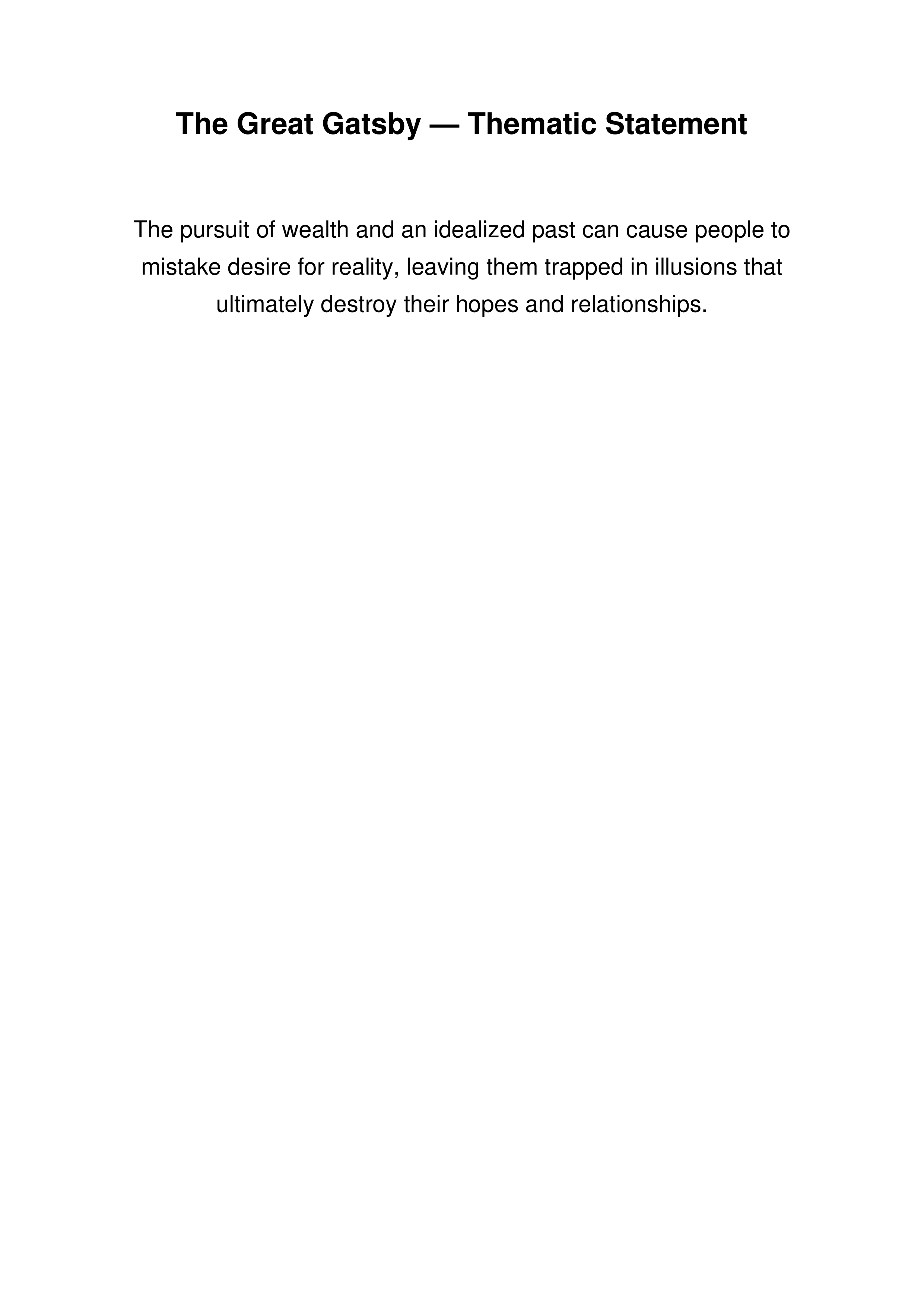 The Great Gatsby Thematic Statement — page 1