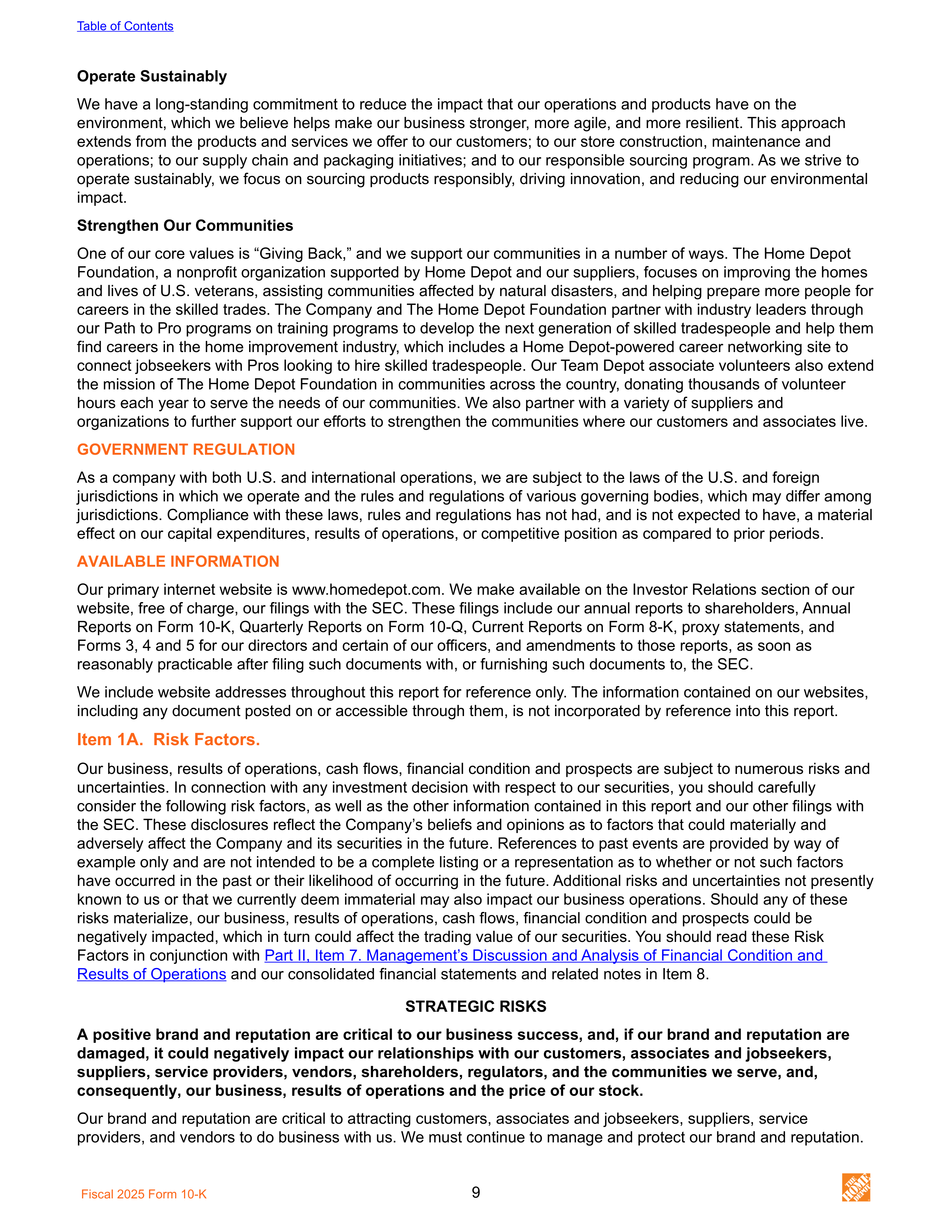 The Home Depot Annual Report — page 17