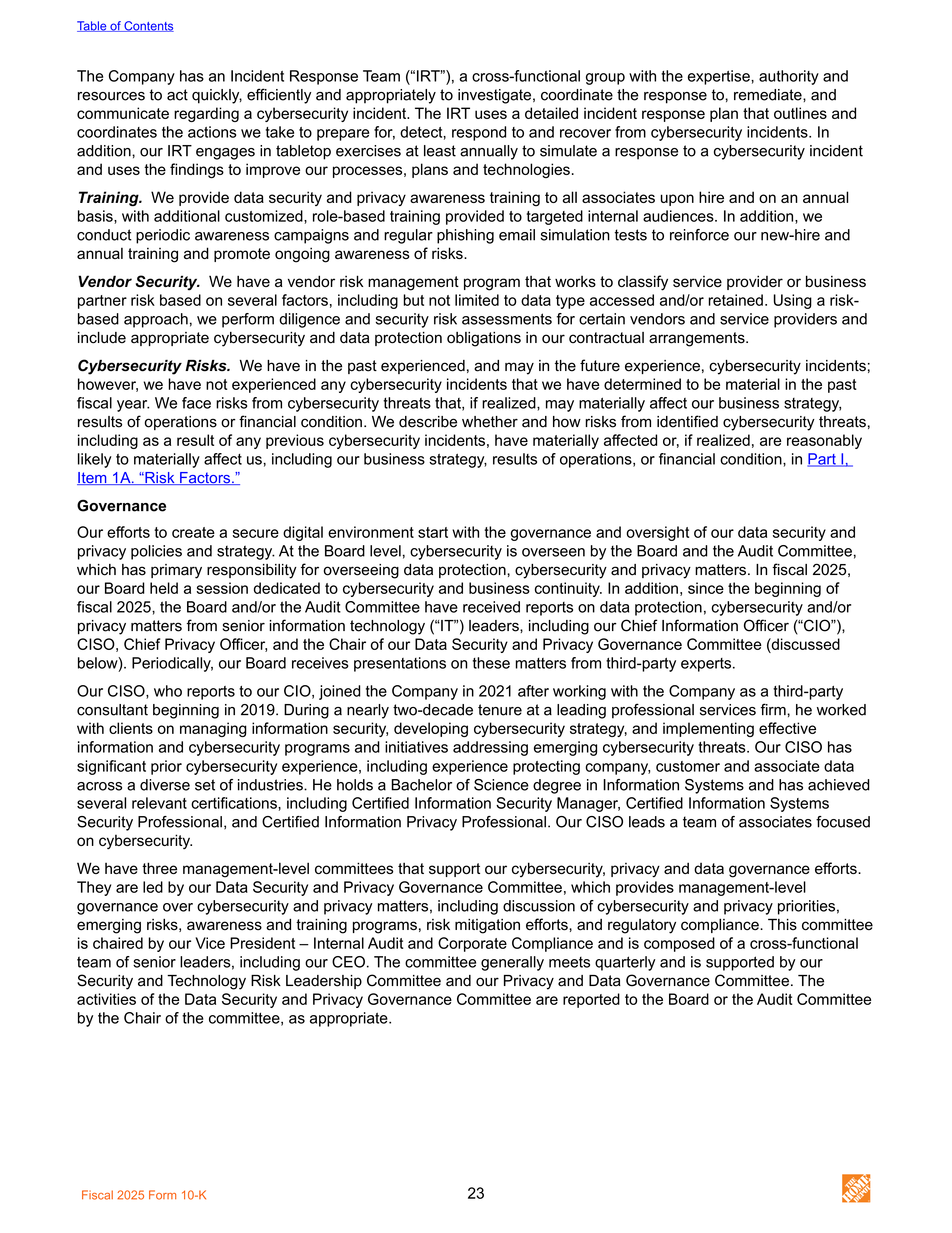 The Home Depot Annual Report — page 31