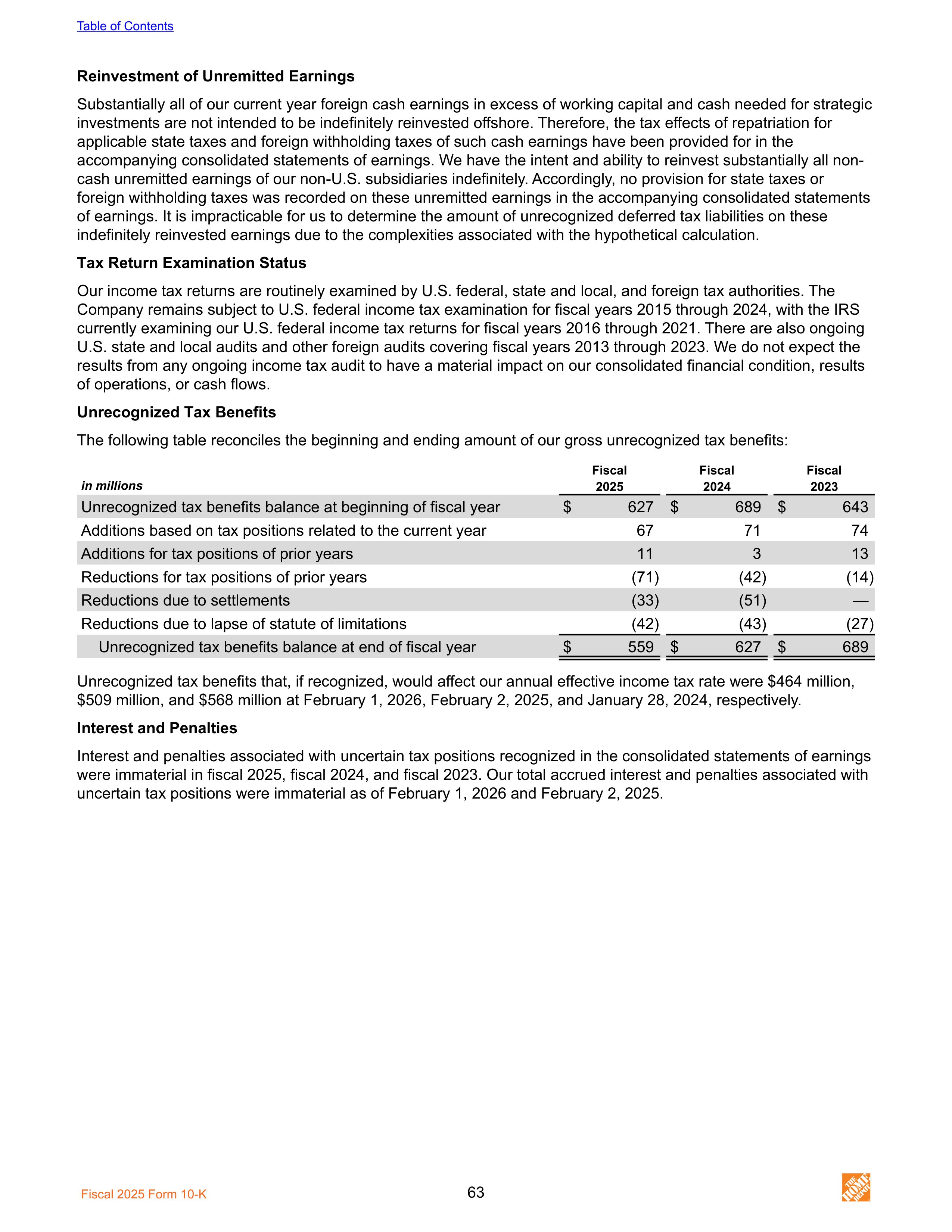 The Home Depot Annual Report — page 71