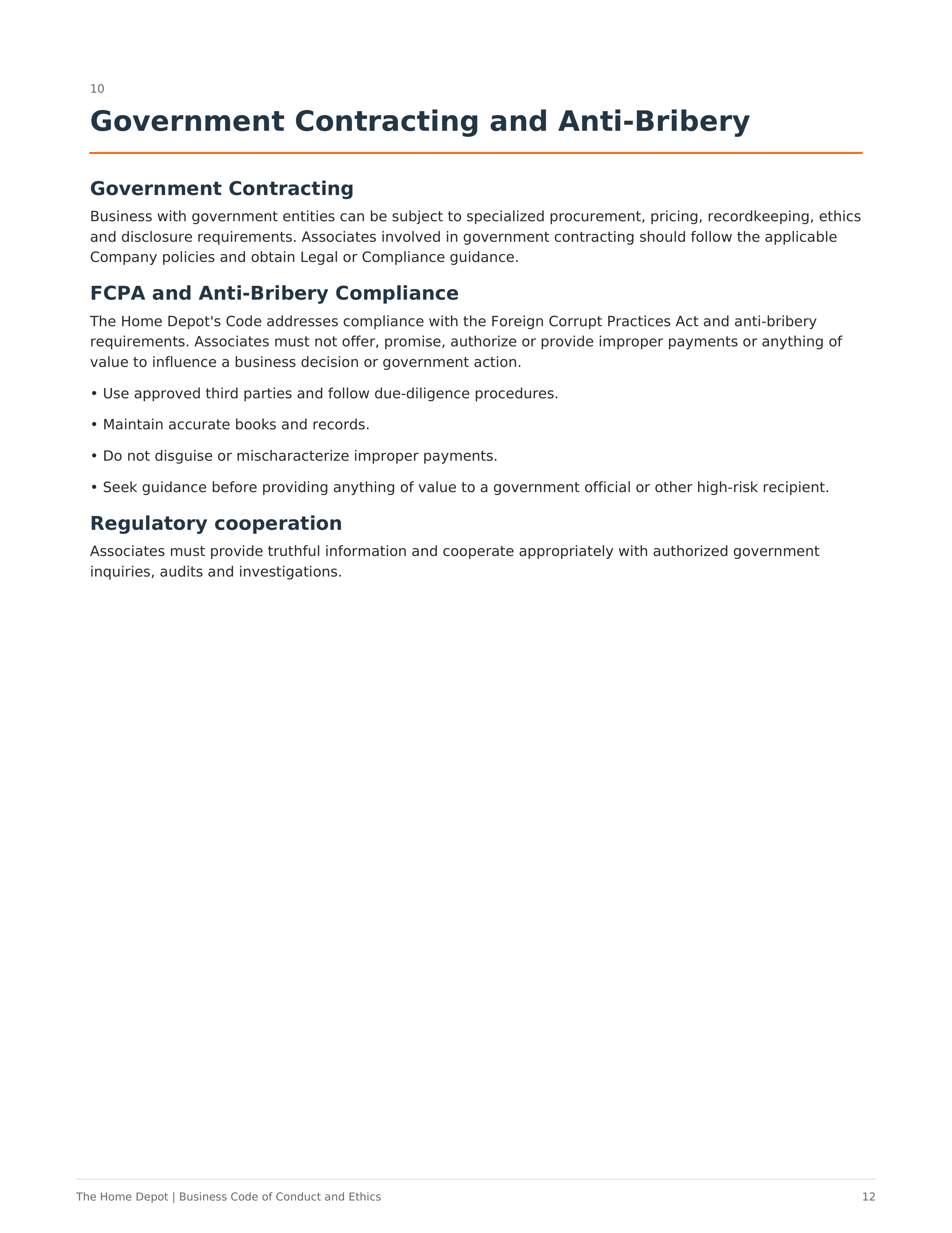 The Home Depot Business Code of Conduct and Ethics Handbook — page 12
